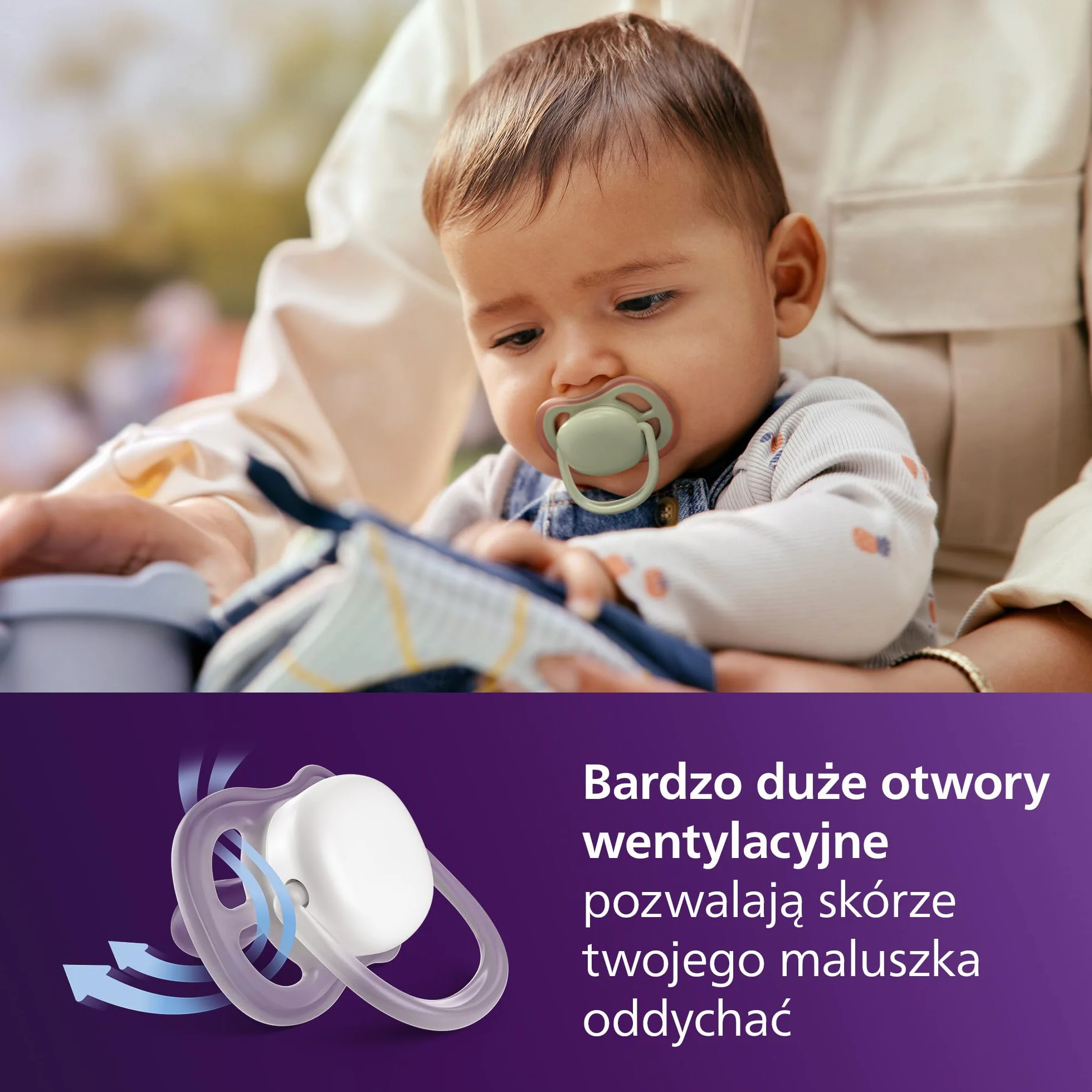 Philips Avent Ultra Air Smoczki — ortodontyczny smoczek dla dzieci w wieku 6-18 miesięcy, symetryczna miękka silikonowa końcówka, bez BPA, 2 etui do sterylizacji, 4 sztuki, SCF087/26