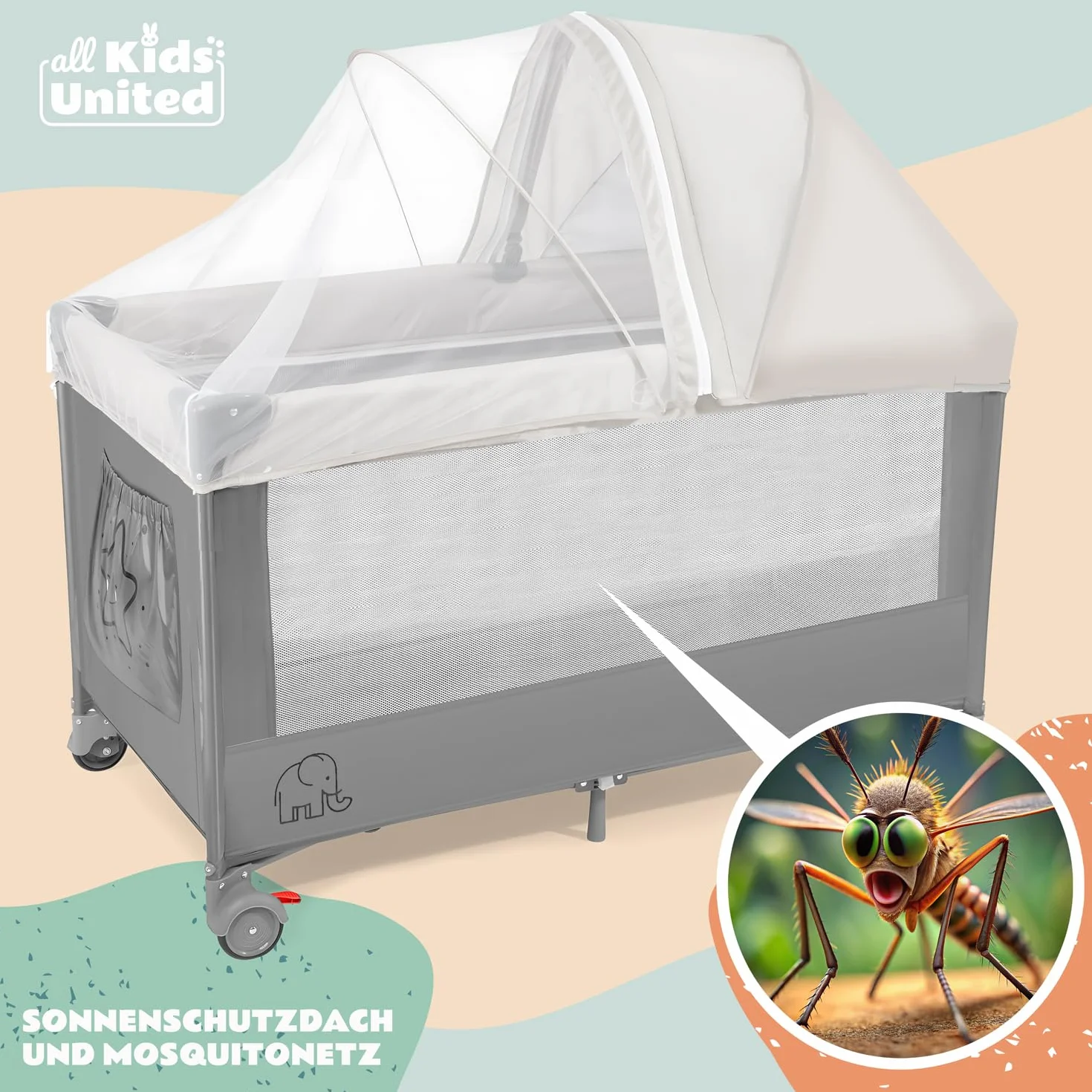 all Kids United® Łóżeczko turystyczne dla dziecka Deluxe - Babycenter łóżeczko turystyczne z przewijakiem i komórką