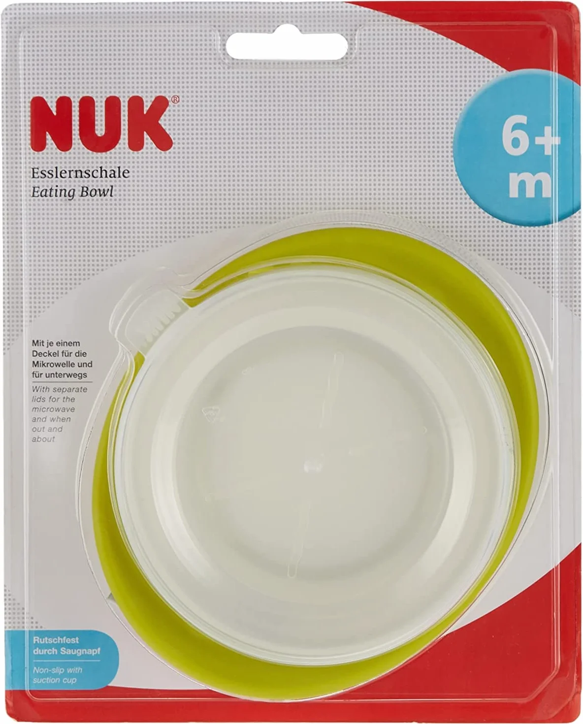 NUK 10255199 Easy Learning miska do nauki jedzenia dla dzieci od 6. miesiąca życia z przyssawką, dwie pokrywki, nie zawiera BPA, fioletowa