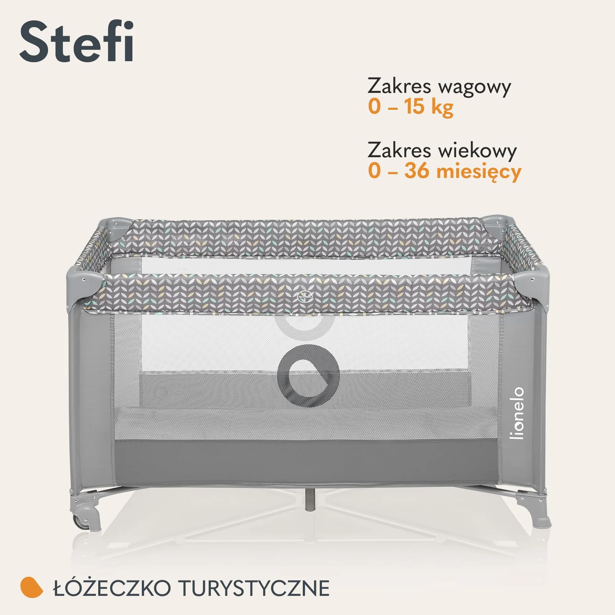 Lionelo Stefi 2 w 1 łóżeczko turystyczne, łóżko dziecięce z przewijakiem, przewiewne ścianki, system LockGuard, łóżeczko przenośne do 15 kg, składane, torba transportowa