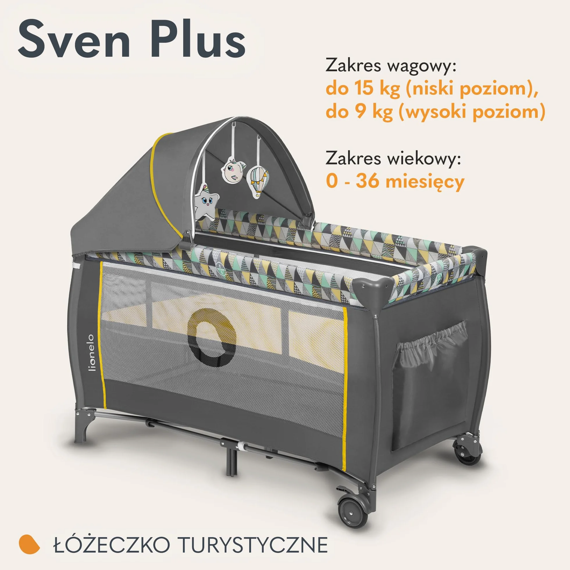 Lionelo Sven Plus 2 W 1 Dziecięce Łóżeczko Dla Dzieci Od Urodzenia Do 15 Kg, Mata Do Przewijania Moskitiery, Przewiewne Ściany Boczne Z Wejściem Bocznym, Torba Składana