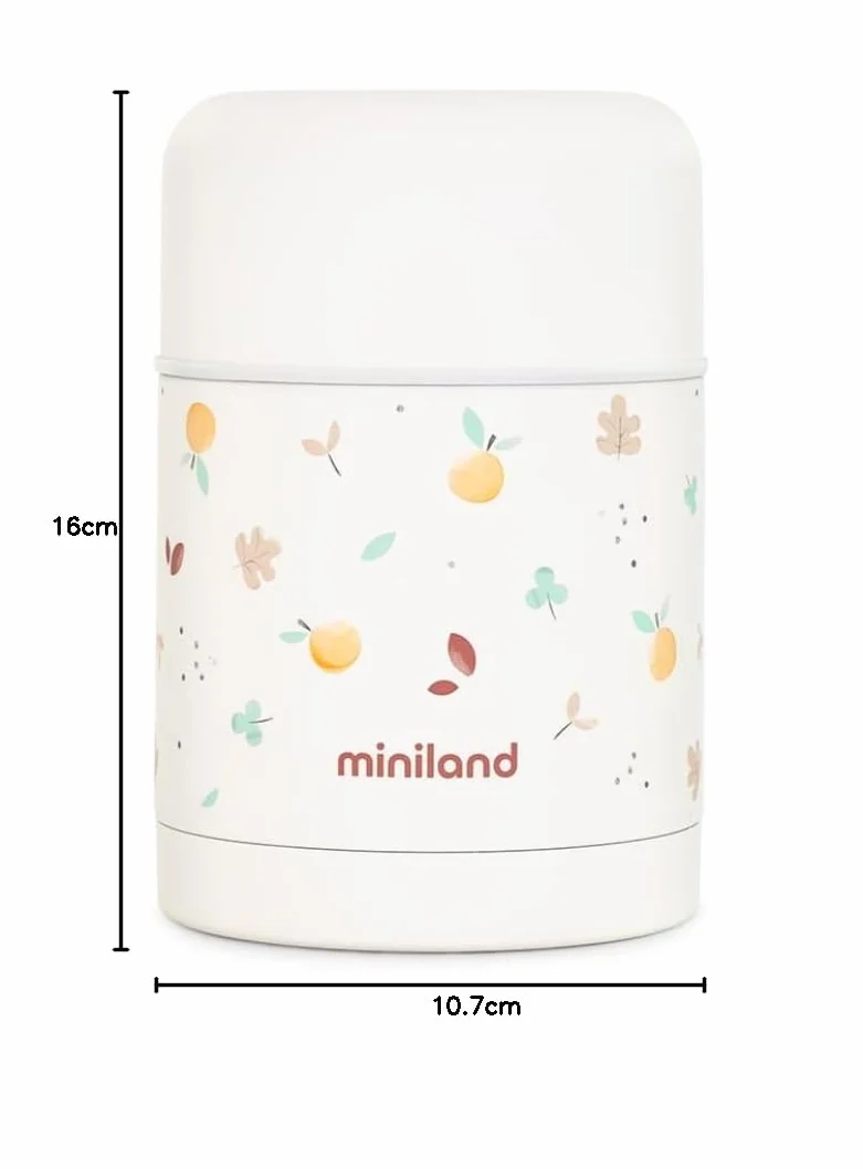 Miniland Food Thermy Valencia 600 ml. Termo do stałej żywności, z podwójną warstwą stali, która utrzymuje temperaturę żywności przez wiele godzin. Kolekcja Valencia