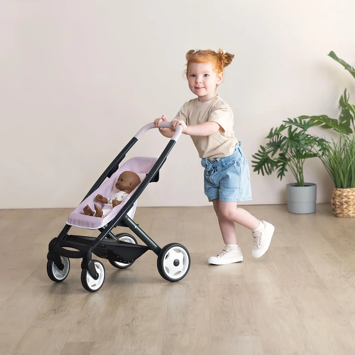 Smoby - Maxi-Cosi - Różowy wózek spacerowy i głęboki - Dla lalek do 42 cm - 3 w 1 - Imitacja zabawki - Ciche i wielokierunkowe koła - Duży kosz do przechowywania - Od 3 lat - Wyprodukowano w Hiszpanii
