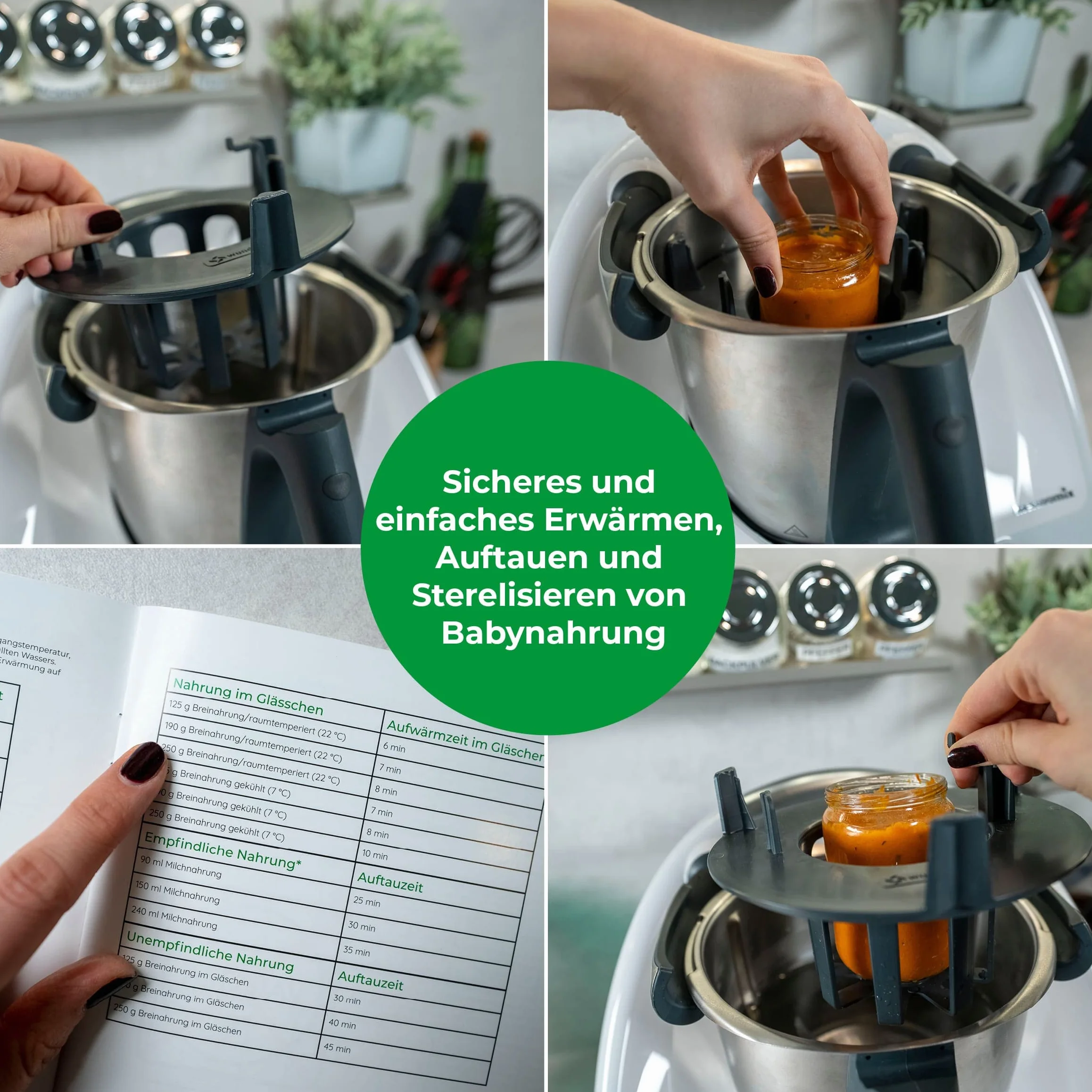Wundermix - Mimimix Podgrzewacz Butelek dla Niemowlat kompatybilny z Thermomix TM7, TM6 i TM5 • Delikatne Podgrzewanie Jedzenia dla Dzieci i Mleka • Sterylizacja Butelek w Thermomix