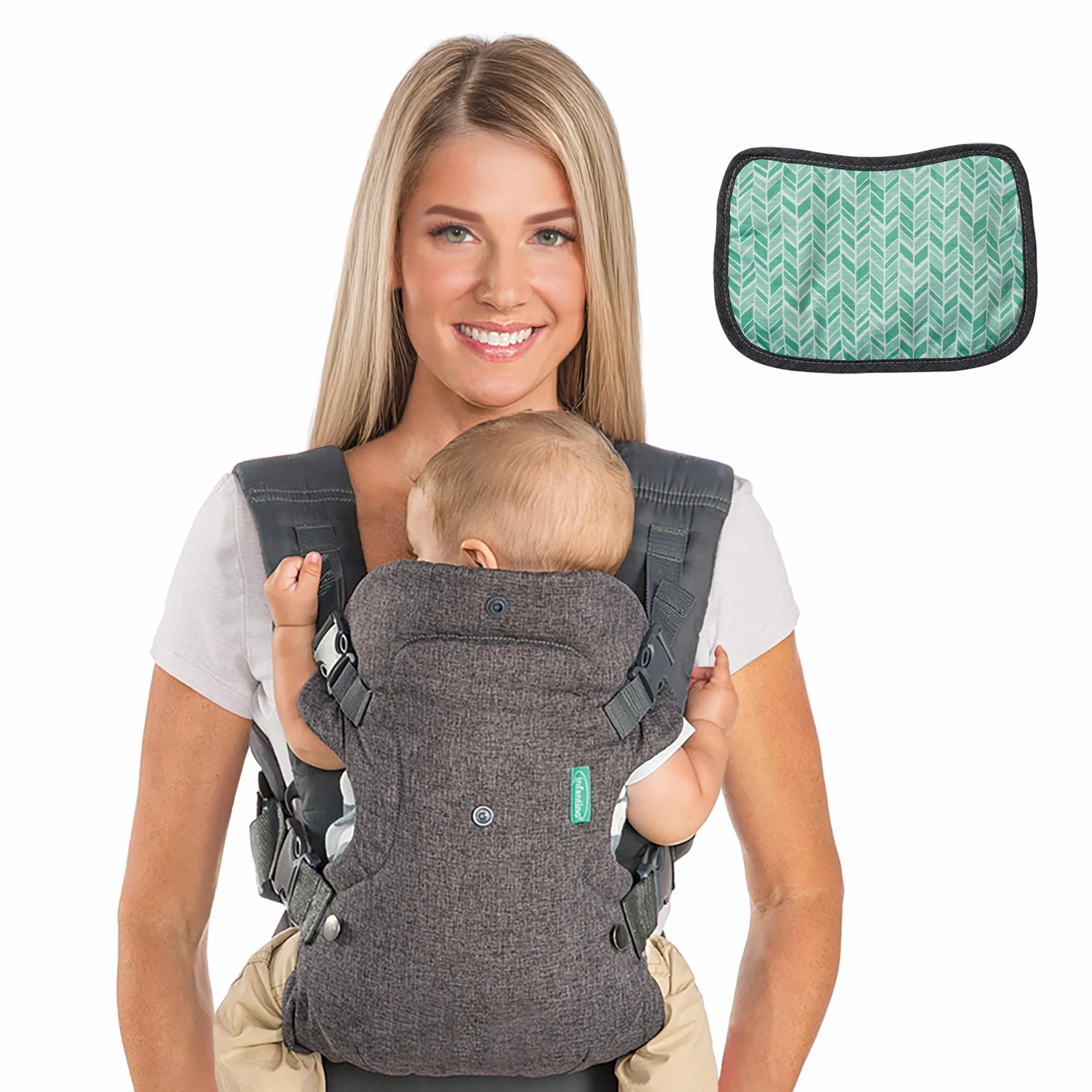 Infantino Flip Advanced 4-in-1 Carrier with Bib - Ergonomic, Convertible, Face-in and Face-out Front and Back Carry for Newborns and Older Babies, 8-32 lbs / 3.6-14.5 kg