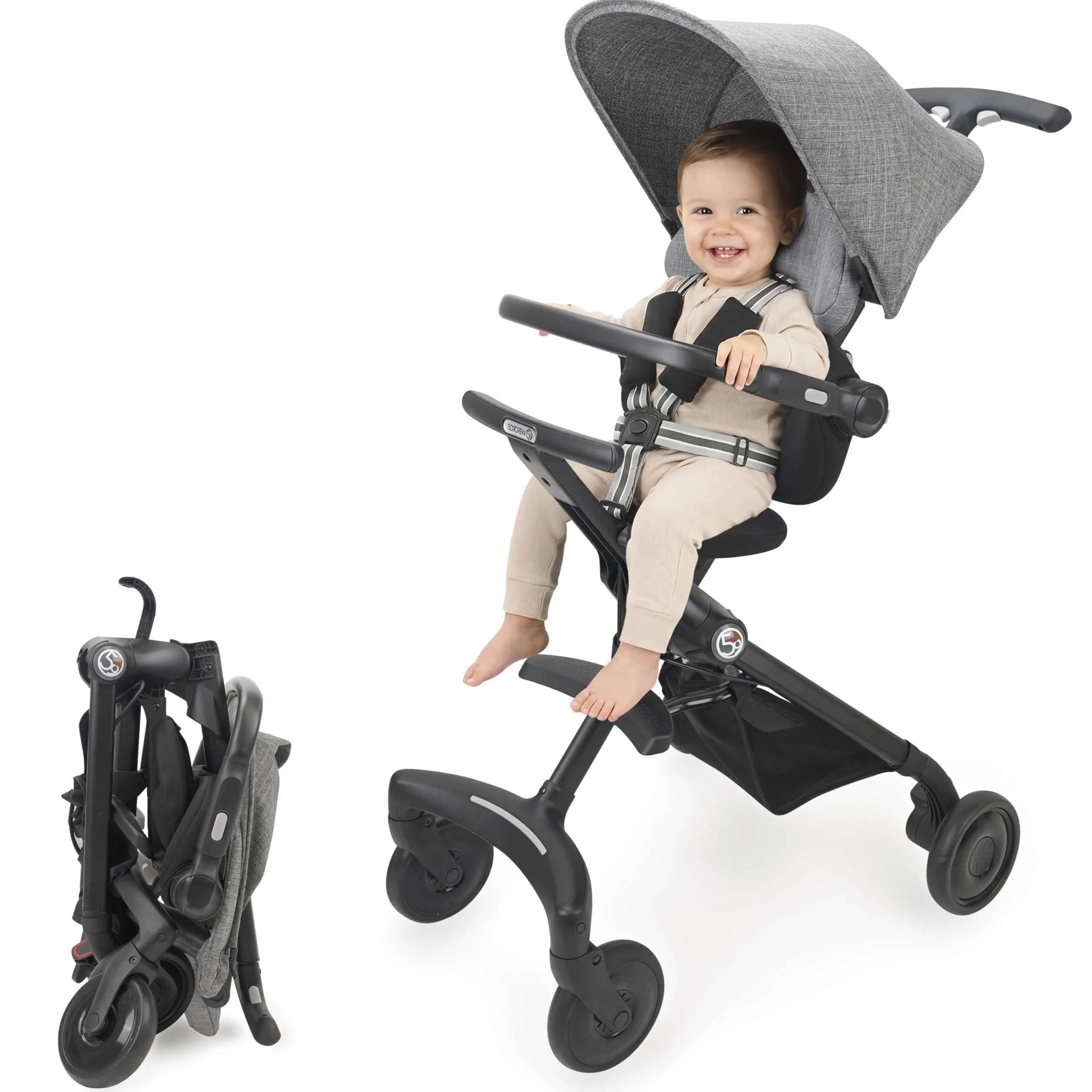 509 Crew EZ-TRAVELLER wózek dziecięcy typu buggy pushchair, Easy & Compact Fold, 2 Recline Backrest Position (Recline Backrest, regulowana wysokość uchwytu), przedni bar, regulowany zagłówek, canopy,