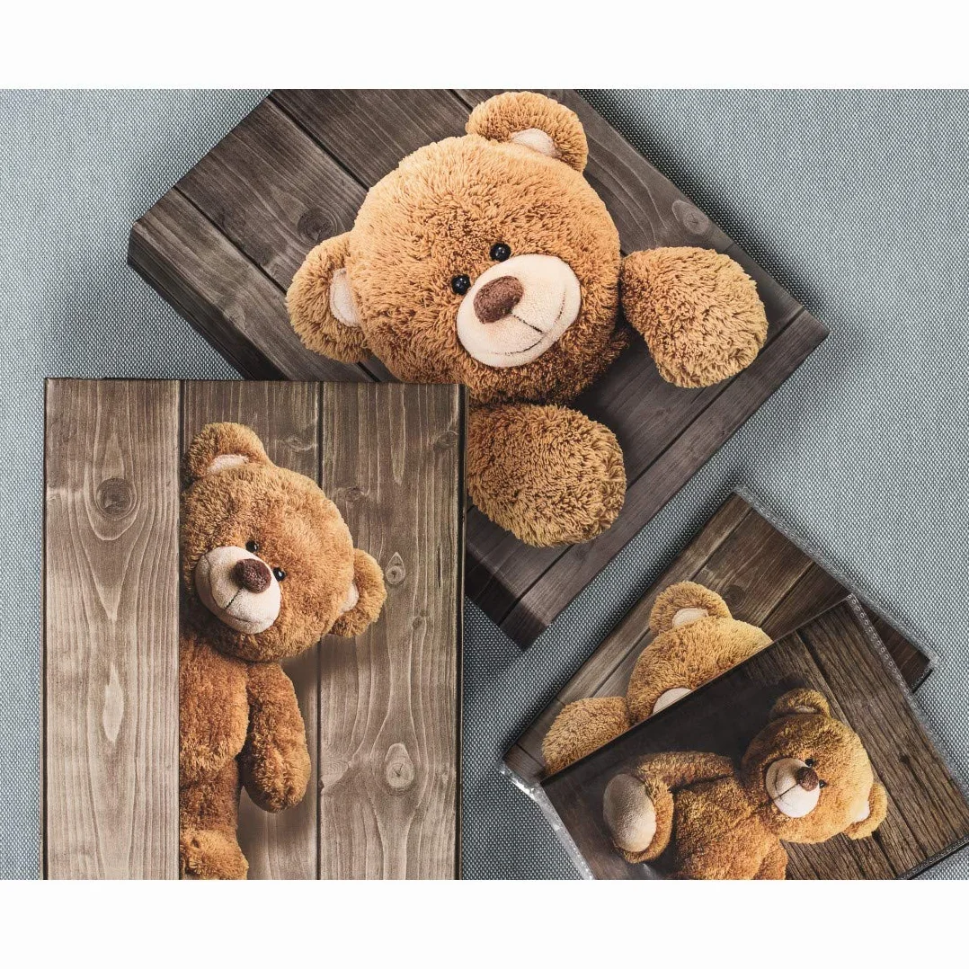 Hama Album fotograficzny dla dzieci (album do wkładania 200 zdjęć w formacie 10 x 15, fotoksiążka ze 100 Czarnymi stronami, album dziecięcy z motywem misia misia), Brązowy