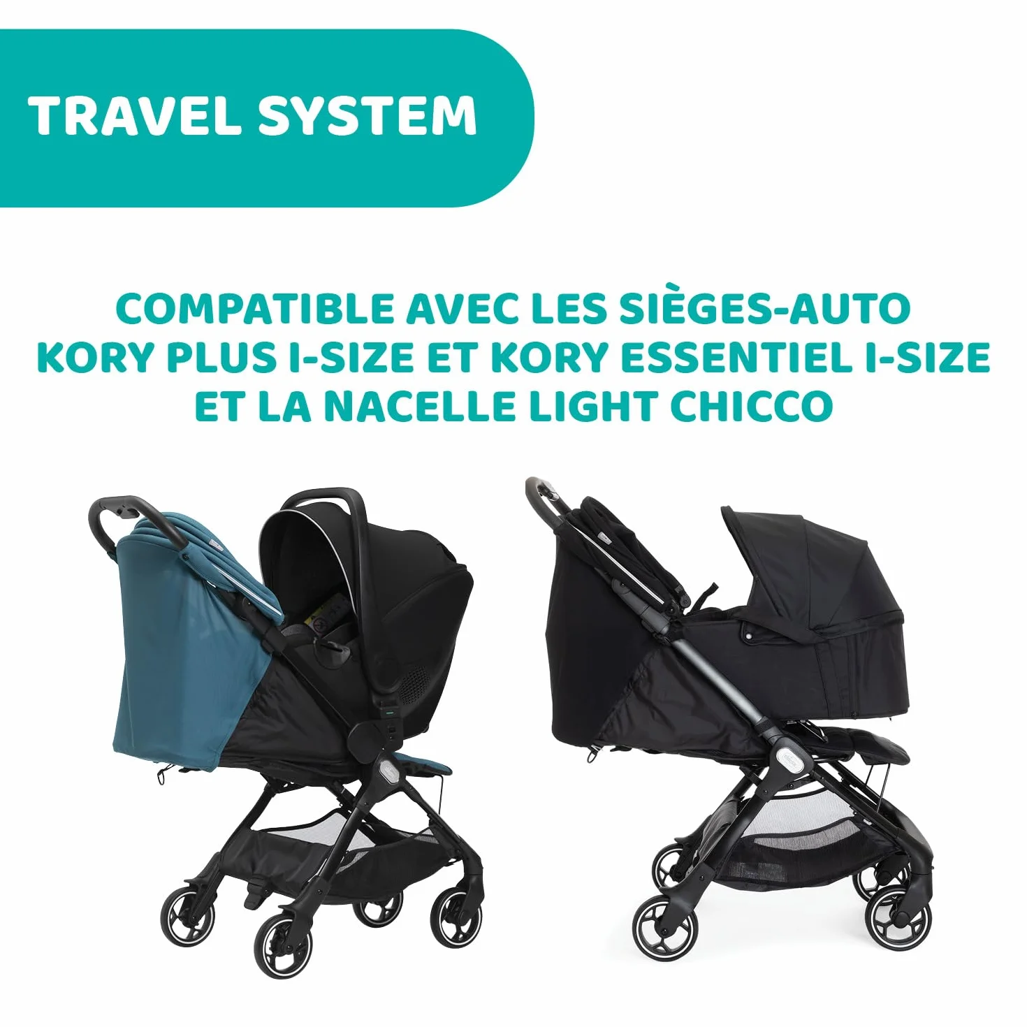 Chicco We Składany Lekki Wózek Spacerowy od Urodzenia do 22 Kg, Rozkładany Wózek z Pozycją Do Spania, Wyściełane Paski na Ramiona, Kompaktowy po Złożeniu, Budka i Okrycie Przeciwdeszczowe