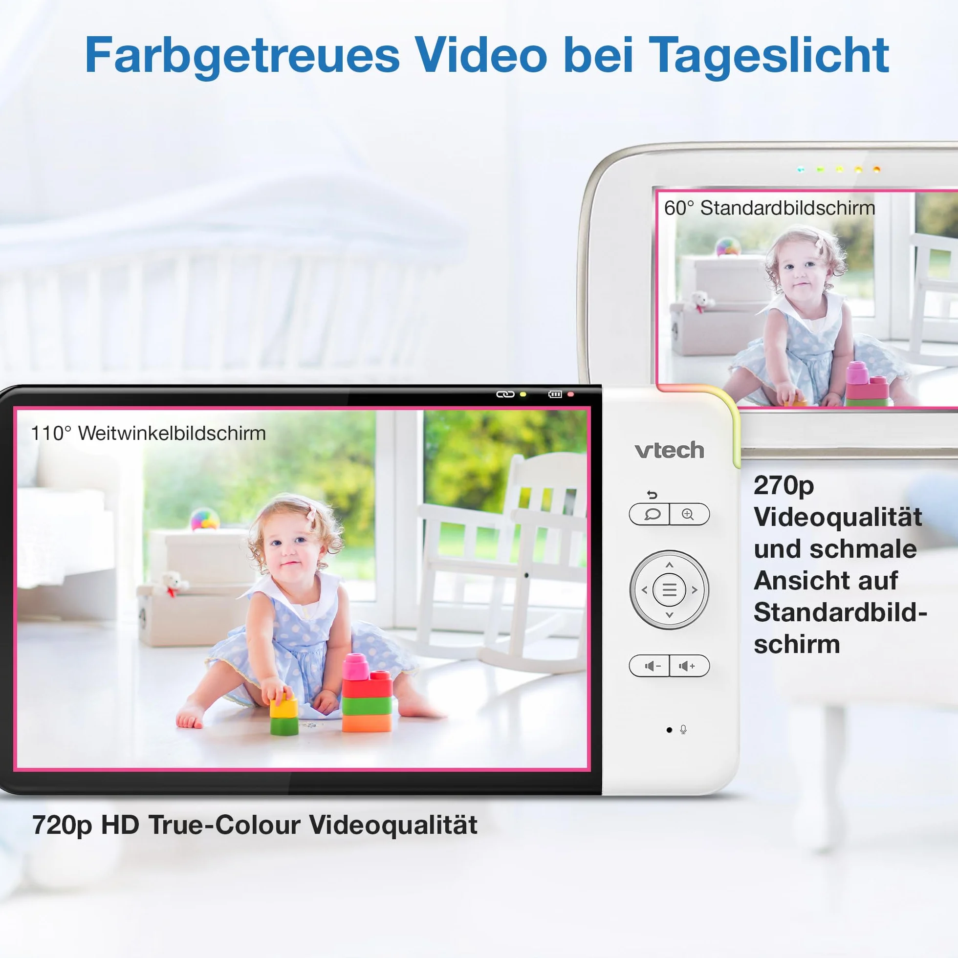 Vtech RM7764HD z kamerą 1080p WiFi Remote Access, wideo o przekątnej 7", 360° Pan i Tilt, z kamerą HD Night Vision 2-Way Talk czujnik temperatury, iOS i Android