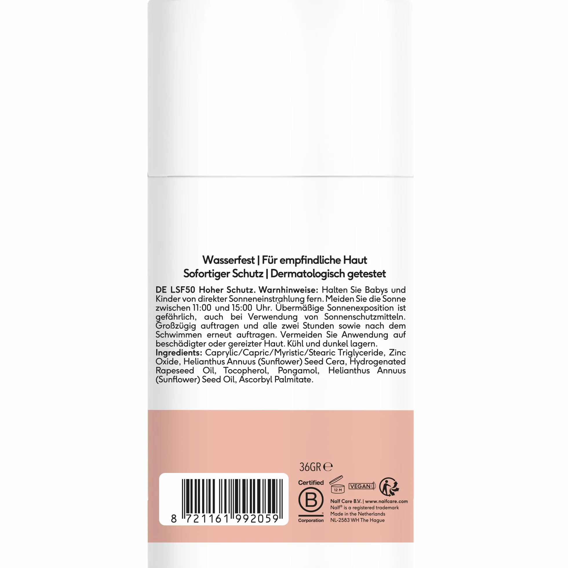 Naïf - Mineralny kij chroniący przed słońcem - dla niemowląt i dzieci - SPF 50-0% perfum - sztyft bez mikroplastiku, olejów mineralnych lub silikonów - ochrona UVA i UVB - wodoodporny - testowany