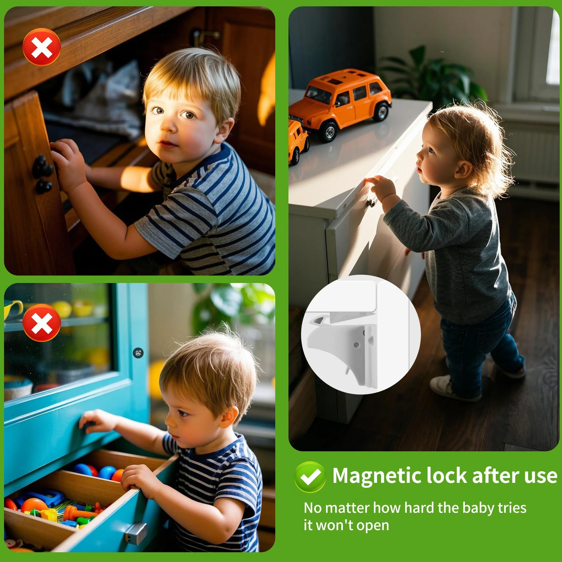 Kindersicherung Schrank,Magnetisches Schrankschloss,Unsichtbare Kindersicherung Schrank,Weiß, 12 Schlösser + 3 Schlüssel