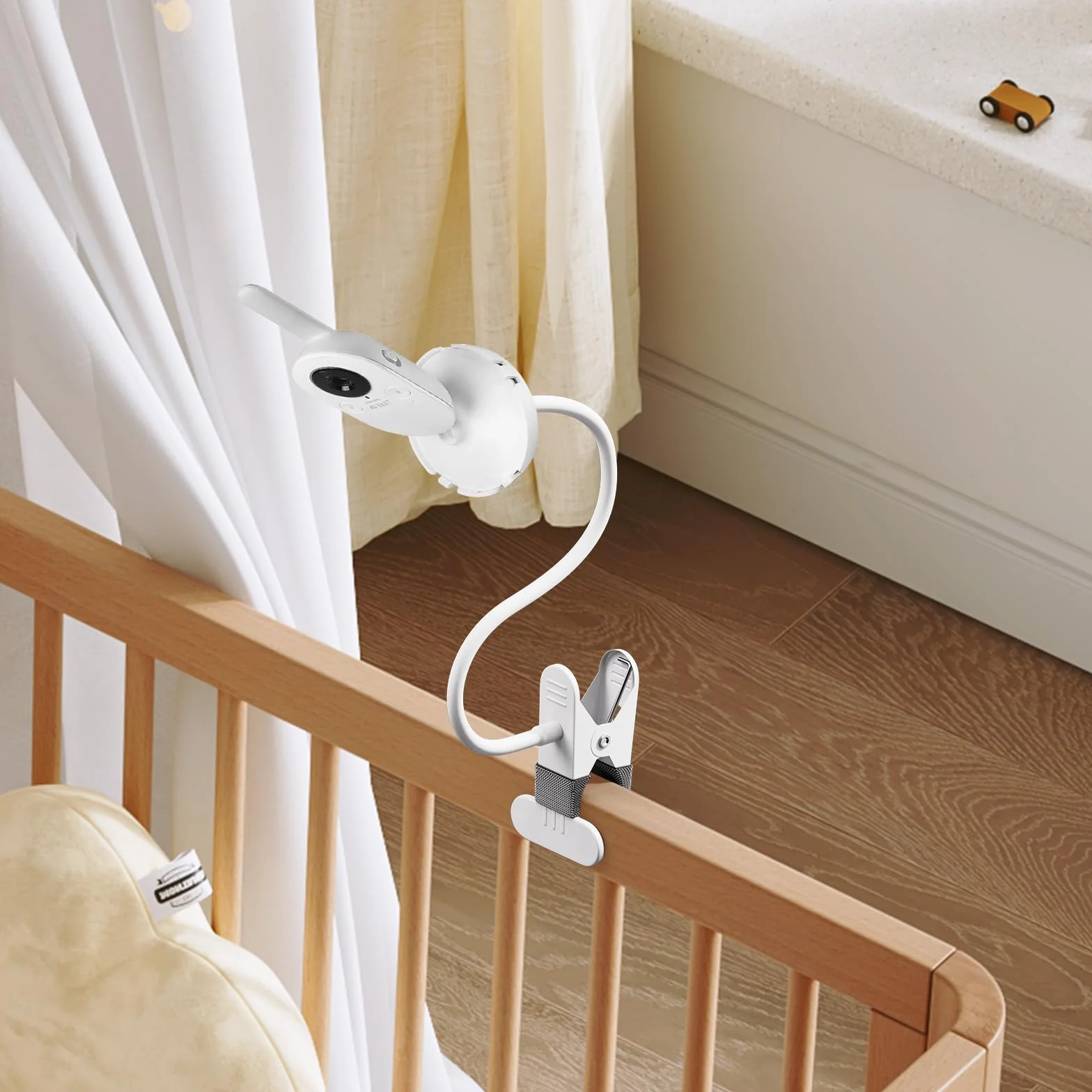Uchwyt do monitora dla niemowląt dla Philips Avent Babyphone SCD843/26, SCD833/26, SCD891/26, SCD630/26 – Elastyczny klips do wideo monitora dla niemowląt, obrotowy o 360°, bez wiercenia, montaż na