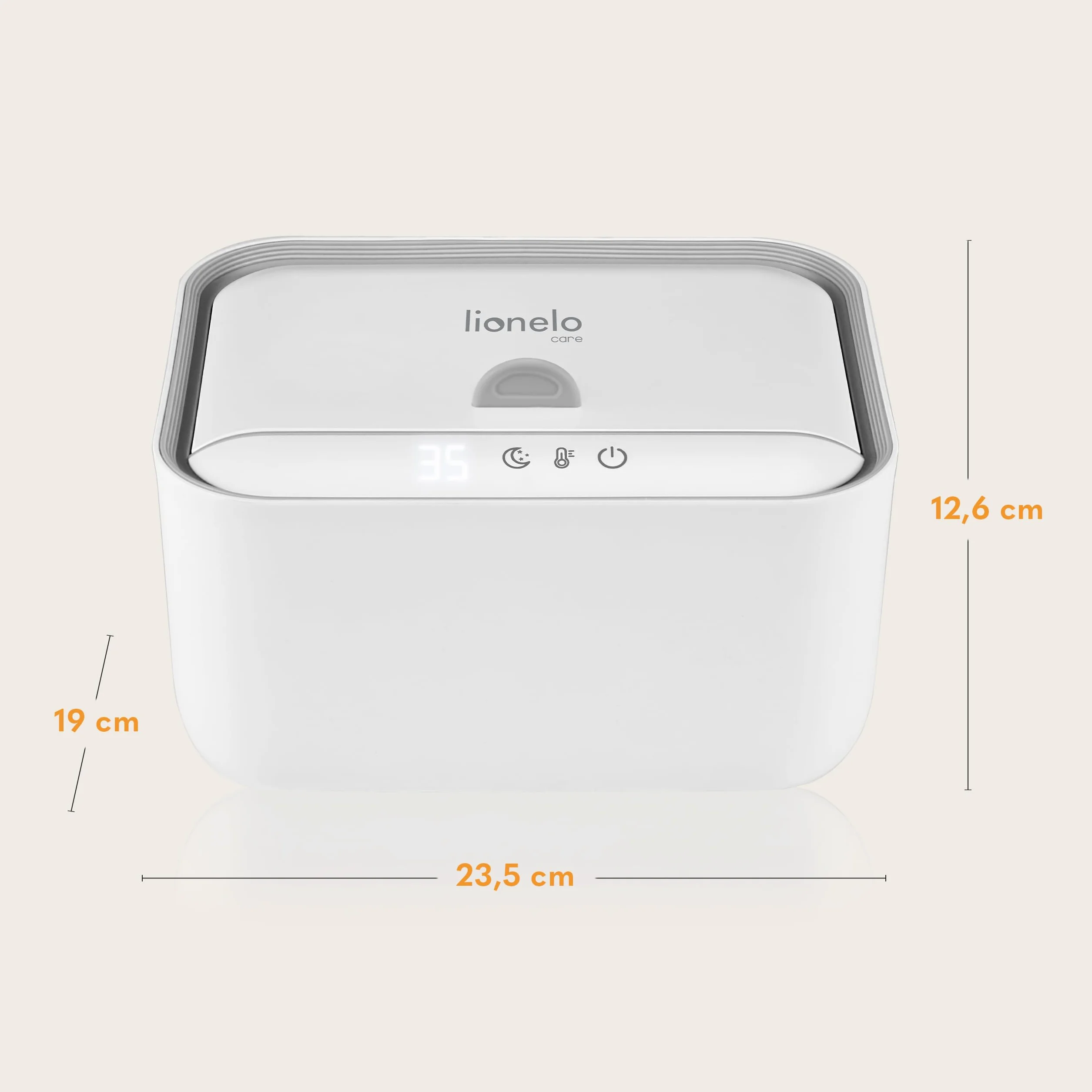 Lionelo BABYBLISS Podgrzewacz do Chusteczek i Małych Ręczników 20W dla Niemowląt, Wbudowana Lampka Nocna, 3 Poziomy Podgrzewania, Dotykowy Panel, Utrzymuje Wilgotność Chusteczek