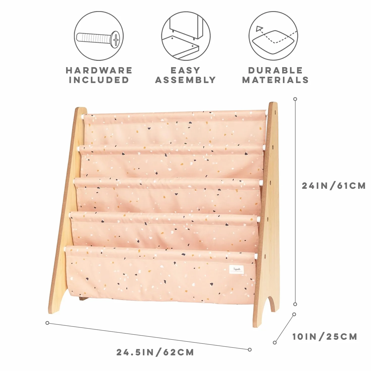 3 Sprouts Stojak na Książki Recycled Terrazzo Clay