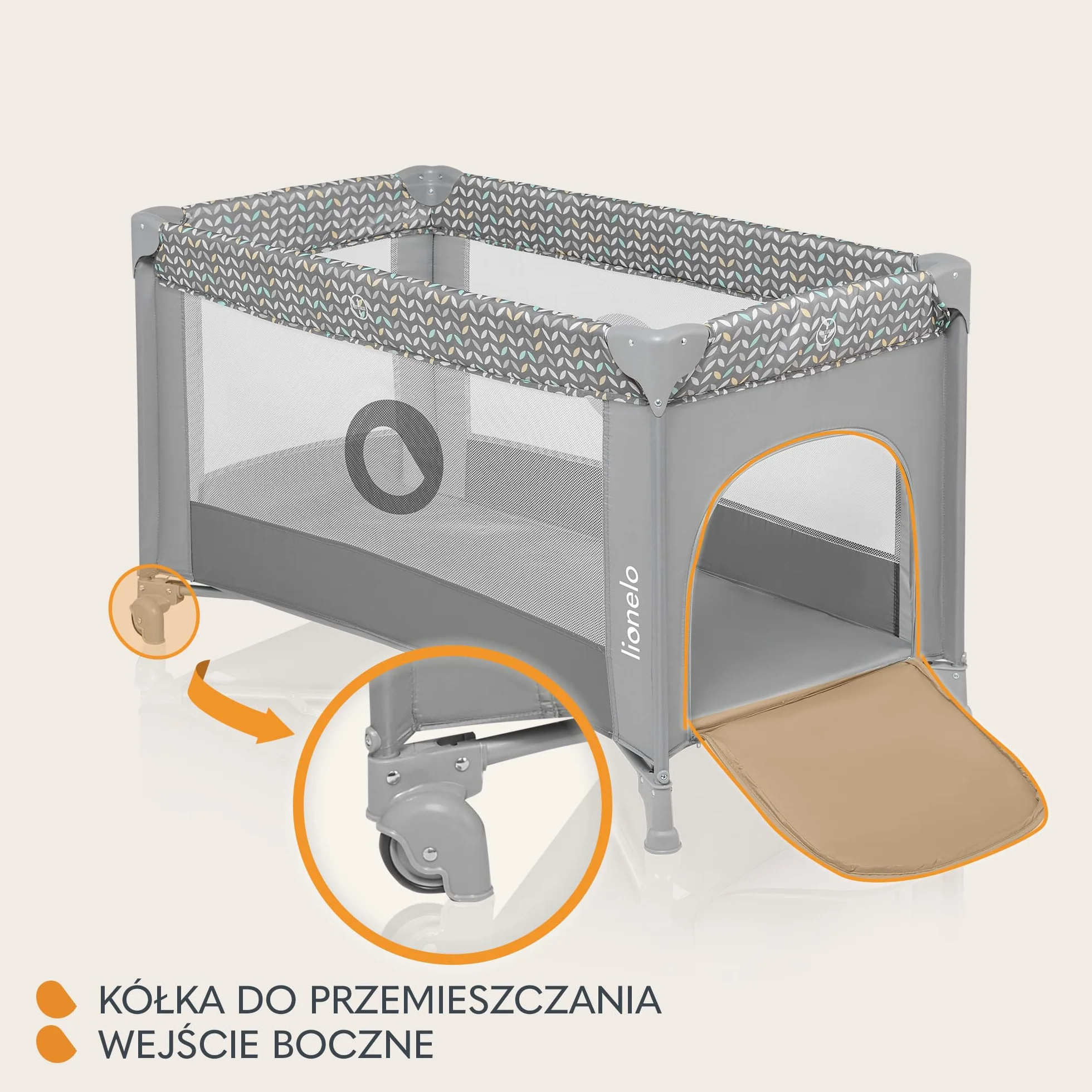 Lionelo Stefi 2 w 1 łóżeczko turystyczne, łóżko dziecięce z przewijakiem, przewiewne ścianki, system LockGuard, łóżeczko przenośne do 15 kg, składane, torba transportowa