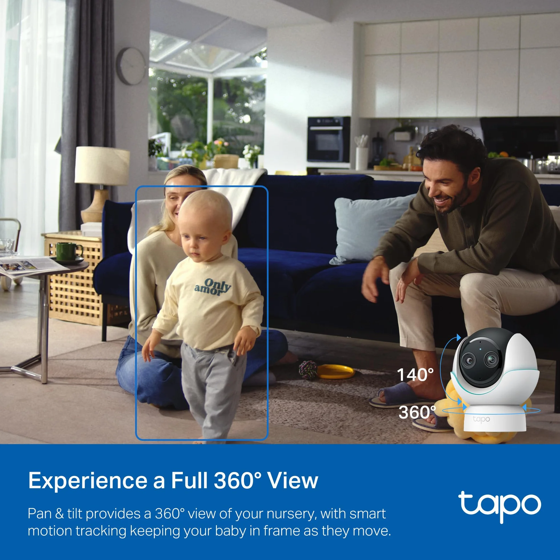 Tapo C840 BabyCam podwójny obiektyw (kompatybilny z Apple Home, wykrywanie krzyków i zakrytej twarzy, analiza i raport snu, kołysanki i biały szum, lampka nocna, karta microSD do 512 GB)