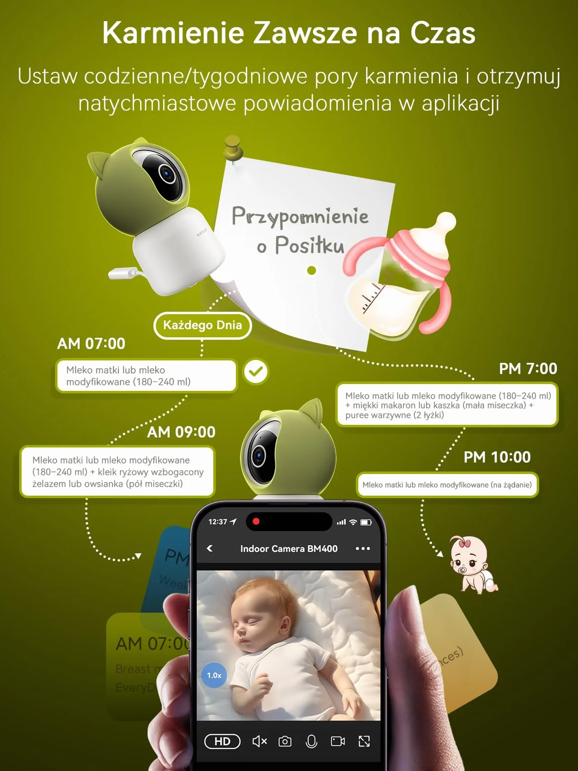 Outinput 2K 4MP Niania Elektroniczna - Elektroniczna Niania z Kamerą Obracaniem 355 °, Wykrywanie AI, śledzenie, Alerty Paszowe, 2 -drożne Rozmowy, Kołysanki, Kontrola Aplikacji