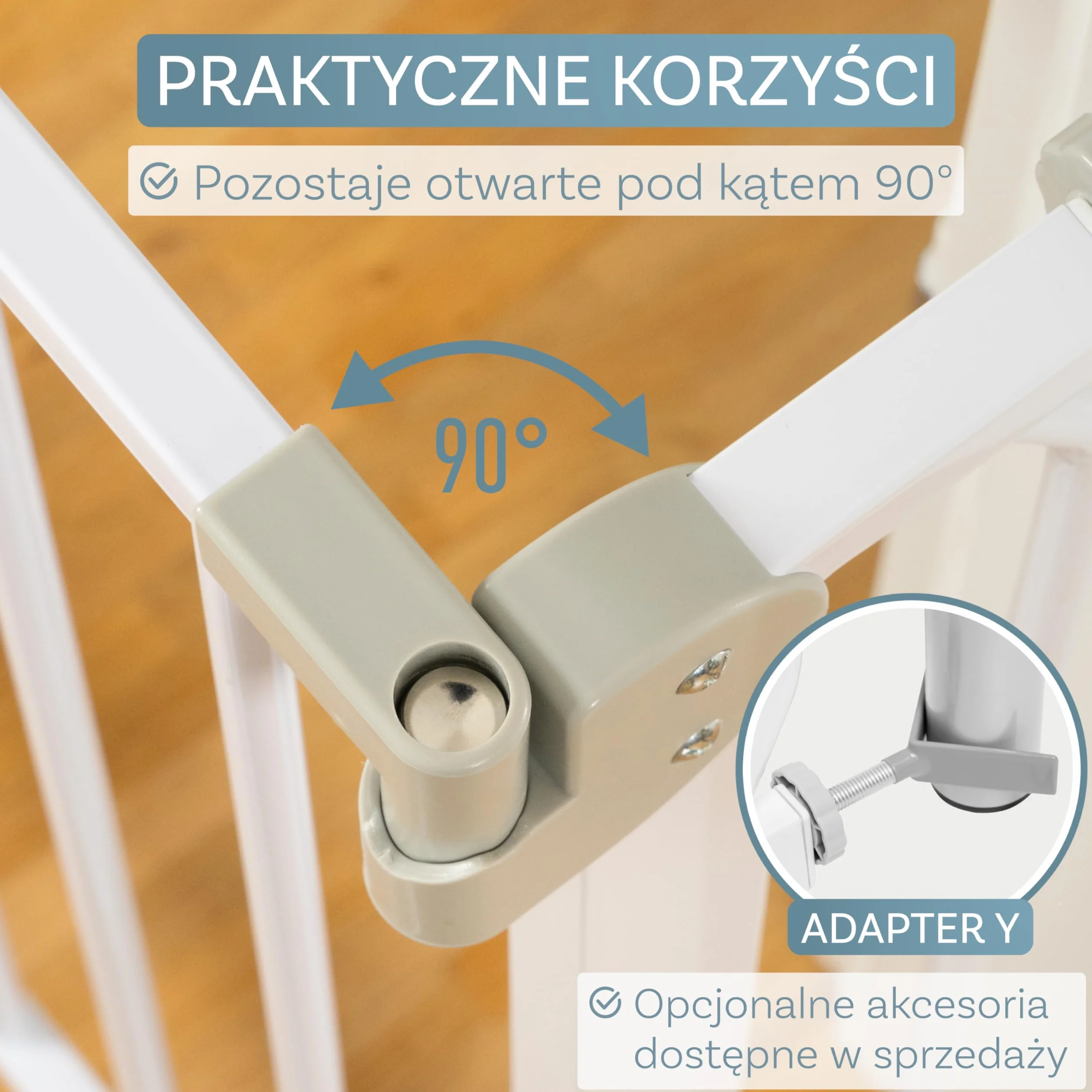 ib style Berrin 75-175 bramka ochronna na drzwi - bramka na schody dla dzieci, samozamykająca się, nie wymaga wiercenia, bezpieczna dla dzieci, 150-160 cm, biało-szara