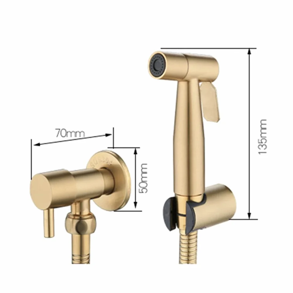 Łazienka toaleta bidet kran zestaw szczotkowane złoto bidet opryskiwacz prysznic z zaworem odcinającym