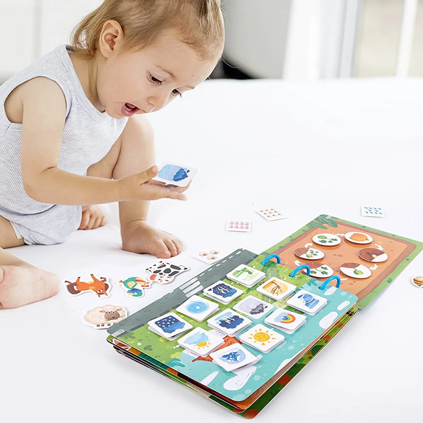 Montessori Quiet Book Busy Book dla dzieci w wieku 14+ lat, spokojna książka, przyklejana książka, ruchliwa książka, sensoryczne zabawki edukacyjne, interaktywna gra dla dzieci