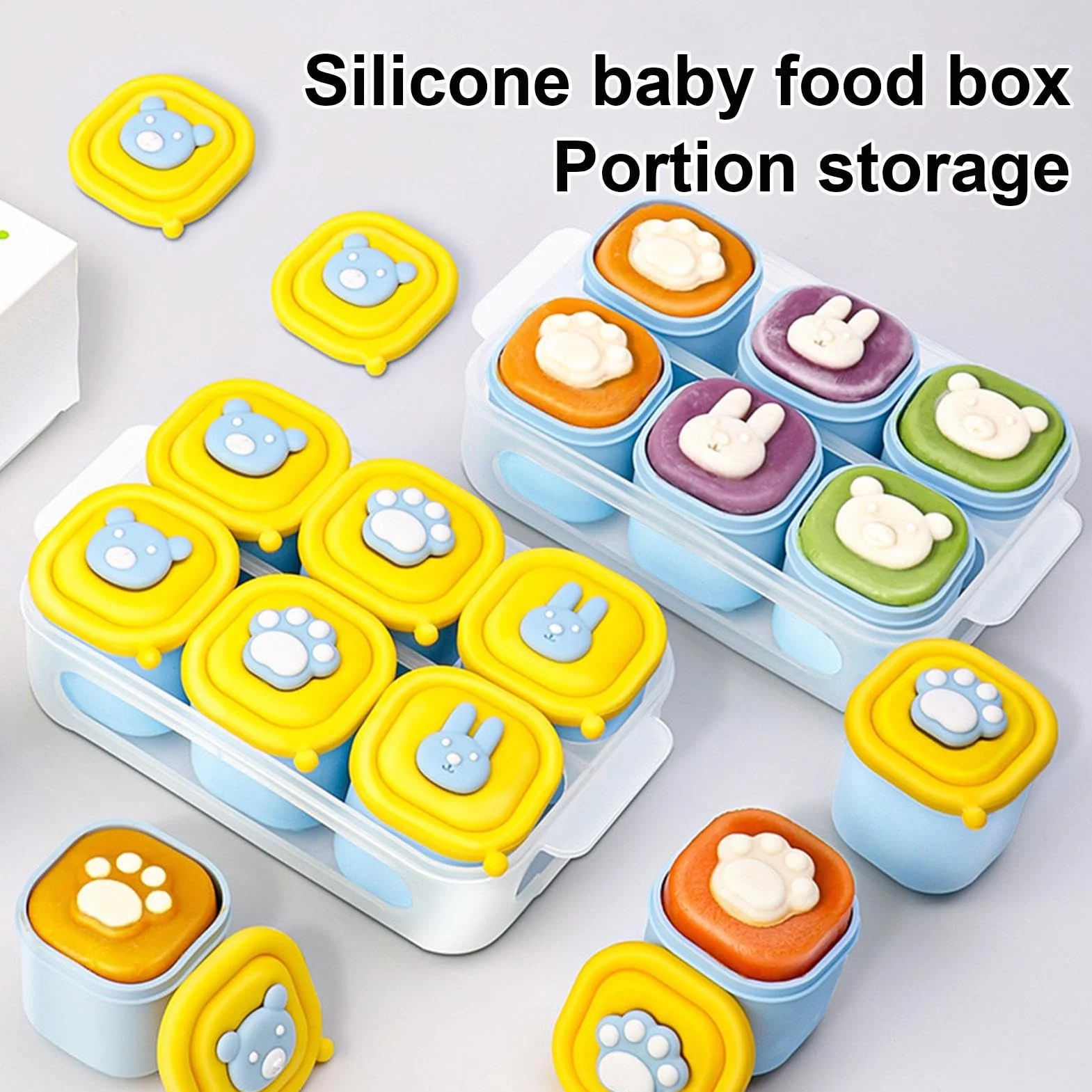 Baby Food Freezer Tray, Foods Storage Mold, 1.97x1.97x2.36 inches Textures Breastmilk Organizer Container, Dishwasher Safe, Silicone Tray for Homemade Purees and Breast Milk Use