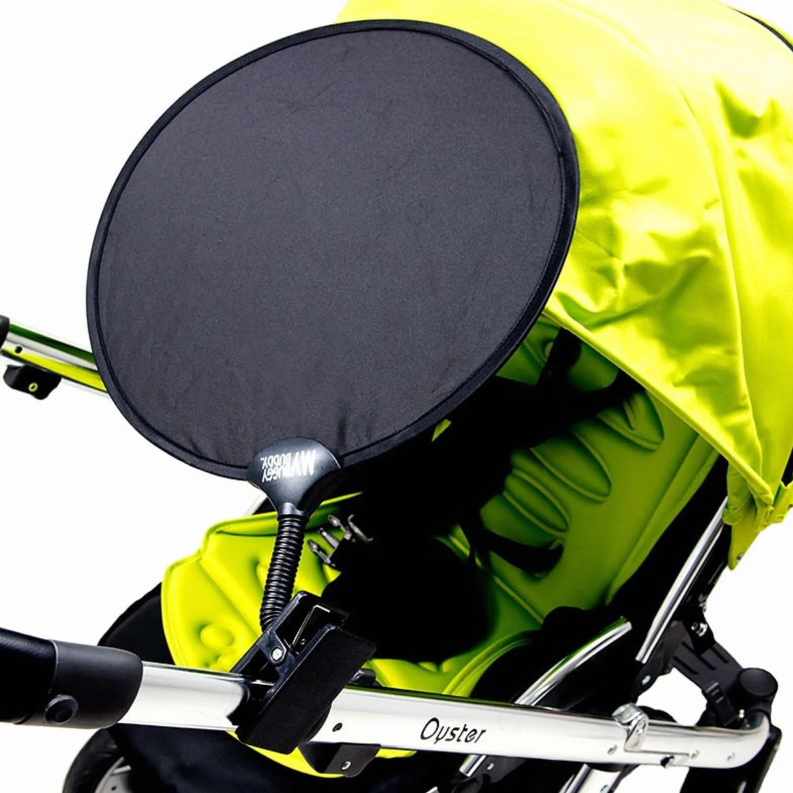 Osłona przeciwsłoneczna do wózka dziecięcego, uniwersalnego dopasowania, ochrona UPF 50+, łatwe składanie/otwieranie, średnica 34 cm, kolor czarny