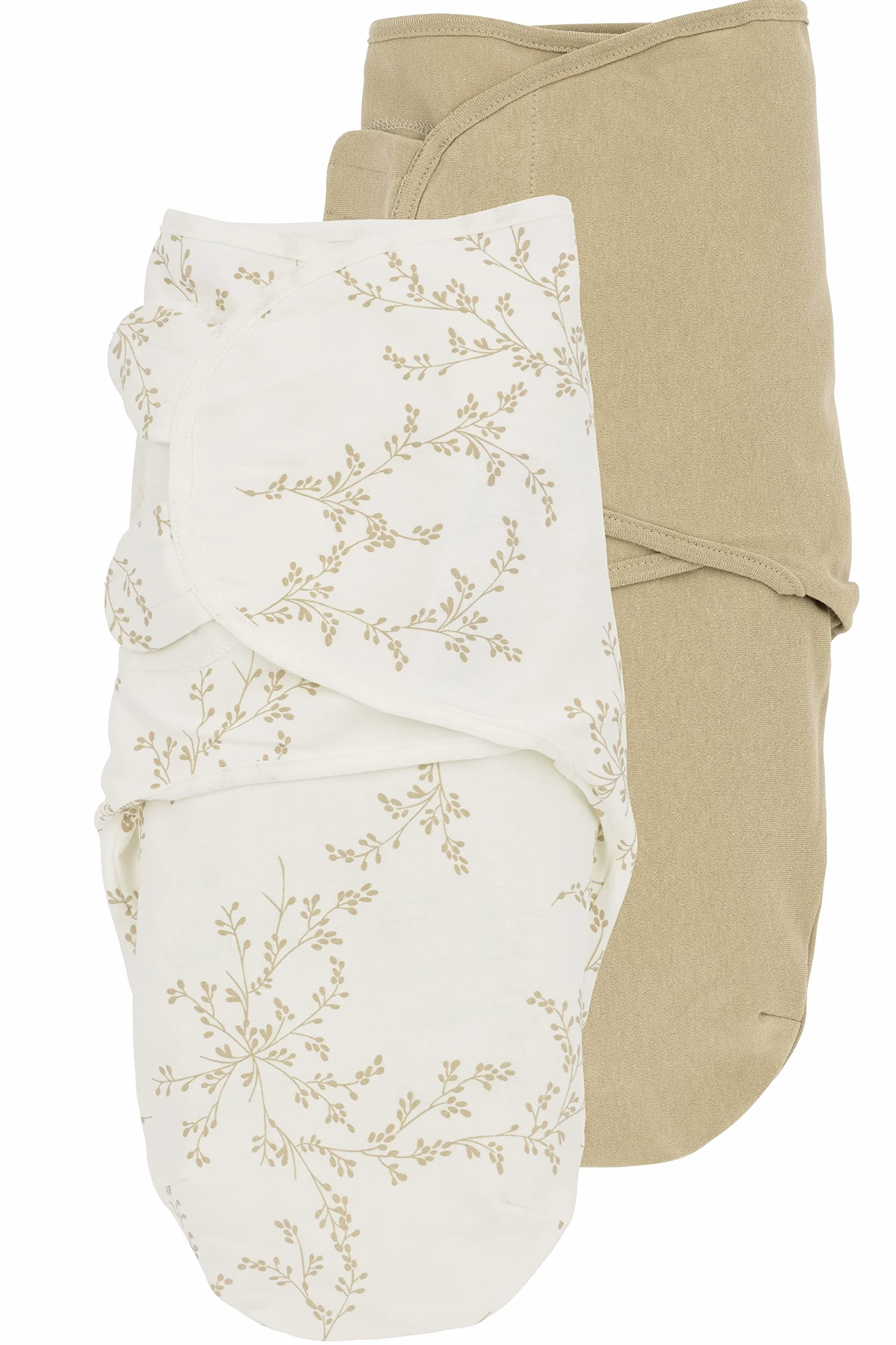Meyco Baby Branches/Uni Pucksack 2-pack, początkowe wyposażenie dla noworodków (tkanina puck dla niemowląt od 0-3 miesięcy, miękki komfort snu, pomoc w zasypianiu), piaskowy