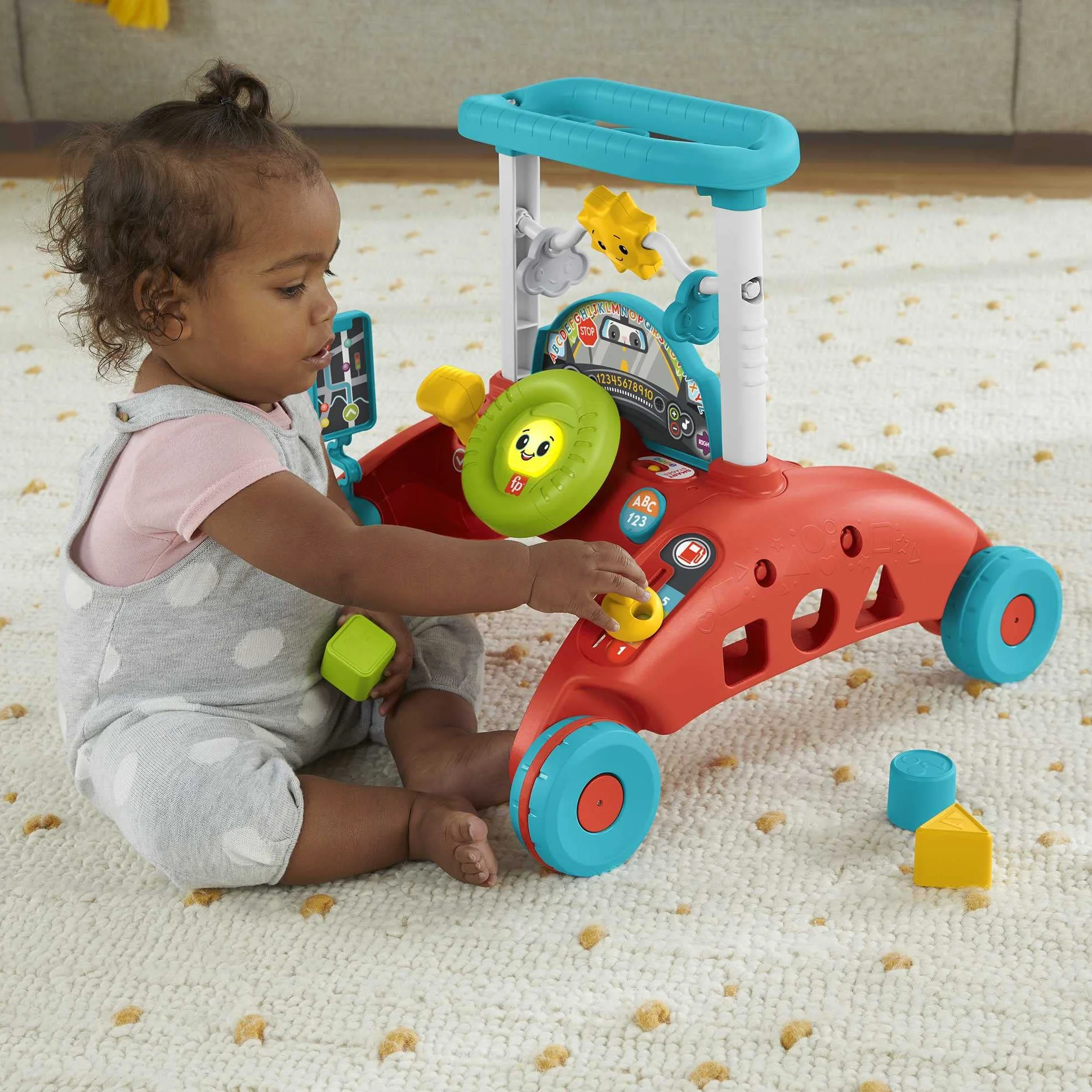 Fisher-Price Pchacz Małego Kierowcy 2 w 1 (Wydanie niemieckie) Zabawka do nauki chodzenia z motywem samochodu, dla dzieci od 6 miesięcy do 3 lat, HJP50