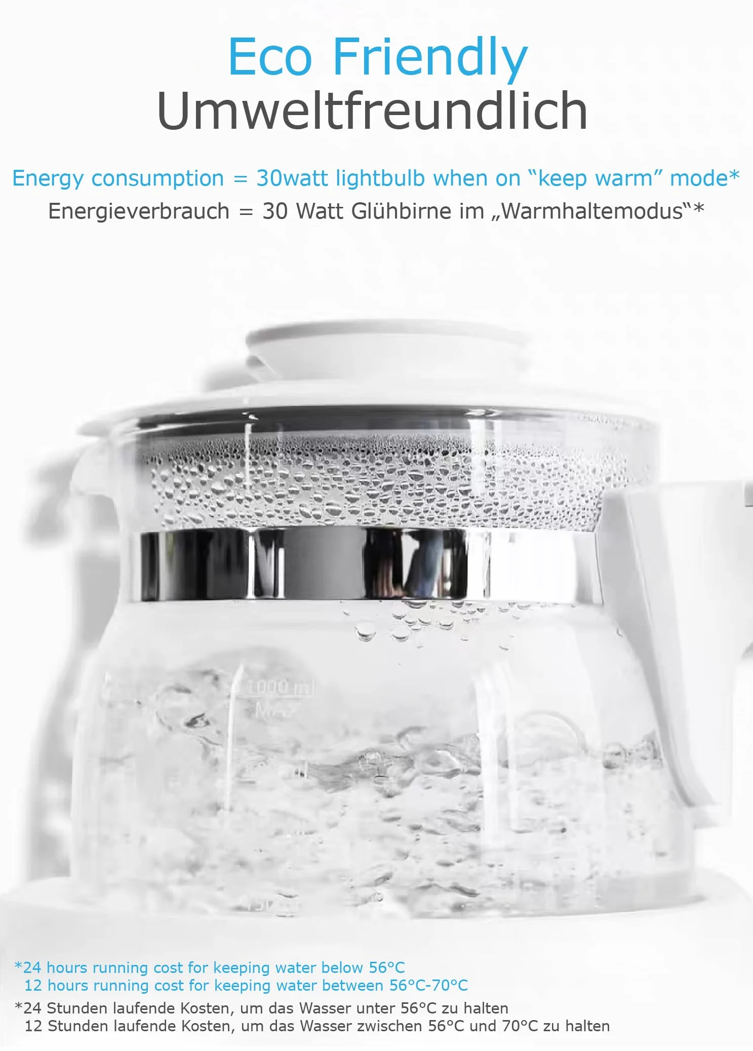 mit Nachtlicht, Babynahrung Wasserkocher für Milchfutter, EU-Ausgabe