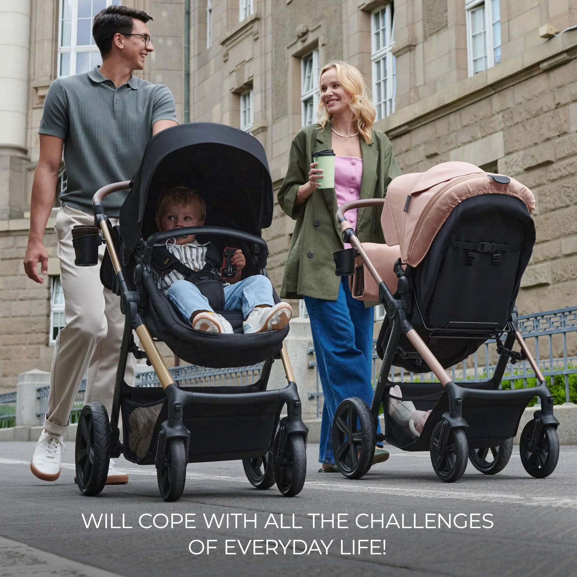 Kinderkraft MOOV 2 3 w 1 fotelik samochodowy, Mink PRO I-Size, system podróżny, wózek dziecięcy, krzesło spacerowe, składane, dla noworodka, od urodzenia do 3 lat, Czarny