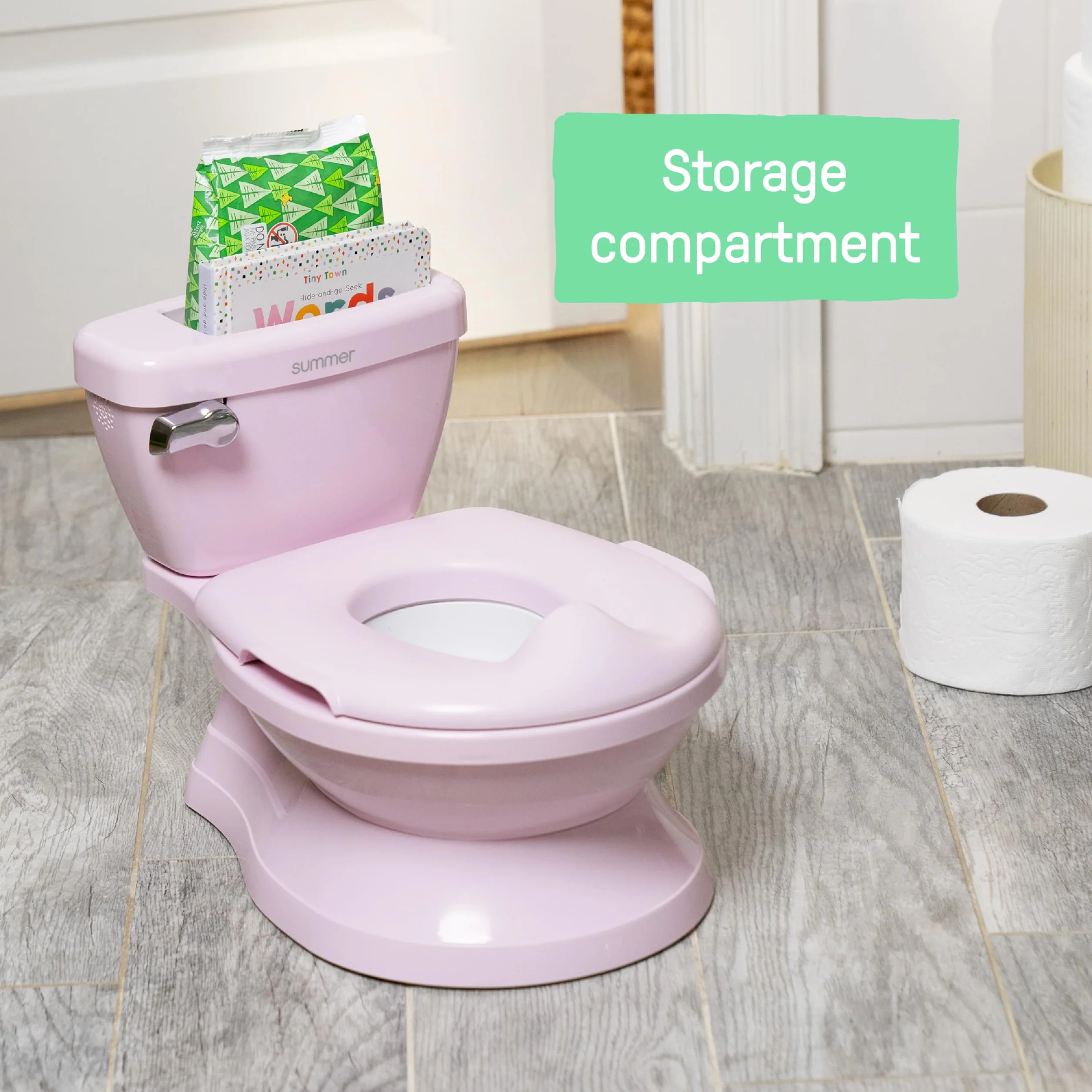 Ingenuity My Size Potty Pro, toaleta do nauki korzystania z nocnika dla niemowląt, realistyczny dźwięk spłukiwania, ochrona przed zachlapaniem, łatwa do czyszczenia, ze zdejmowaną miską