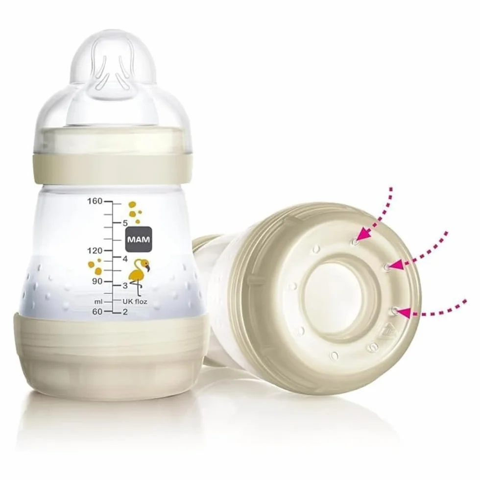 MAM Butelka Easy Start 320 ml (zestaw 2 sztuk), butelka antykolkowa do karmienia piersią, redukuje pęcherzyki powietrza i ryzyko kolki, akcesoria dla niemowląt od 4 miesięcy ze smoczkiem rozmiar 3