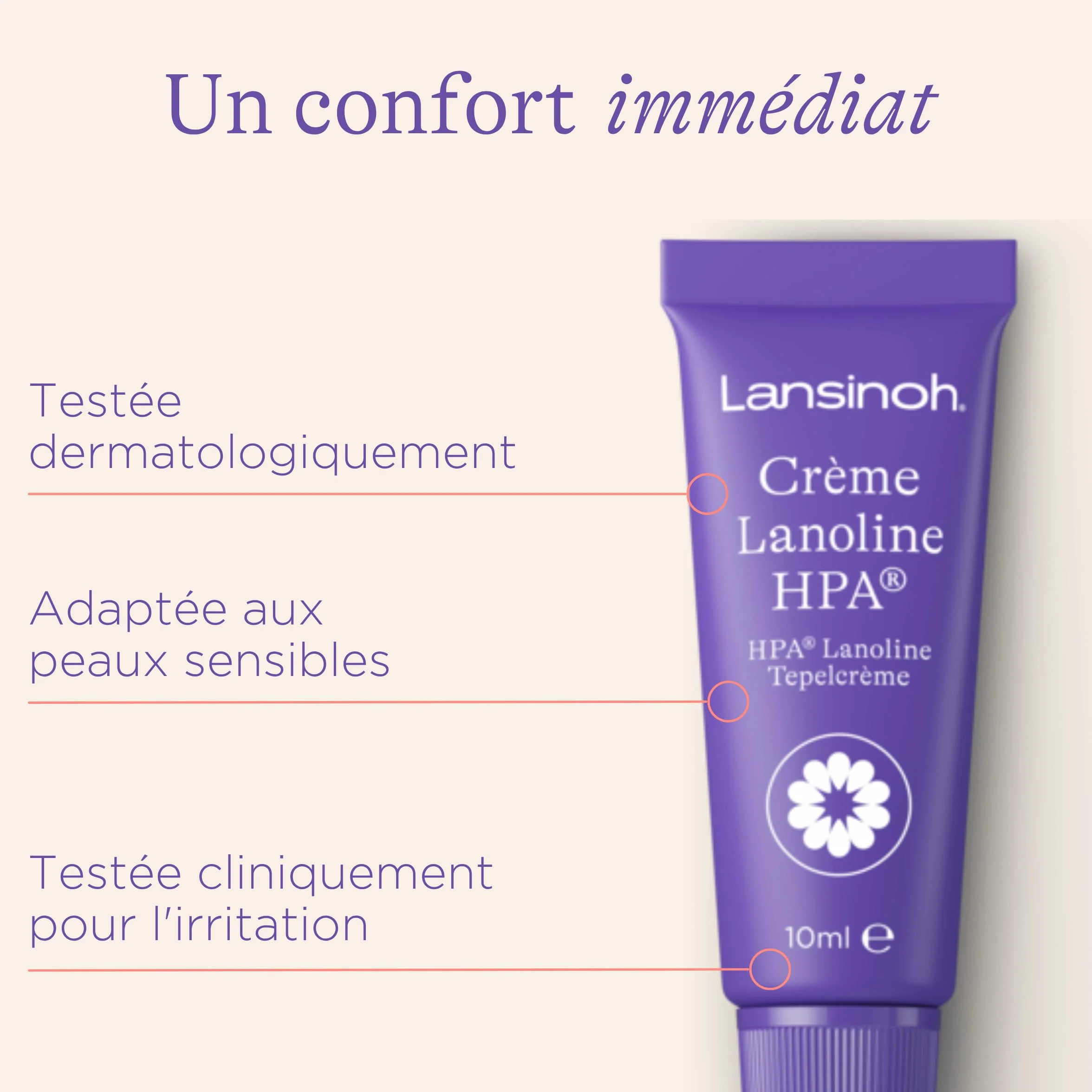 Lansinoh HPA Lanolina maść na brodawki sutkowe, 100% naturalna – uspokaja i chroni uszkodzone sutki – Dermatest "bardzo dobra 10920, przezroczysta, 10 ml (1 opakowanie)