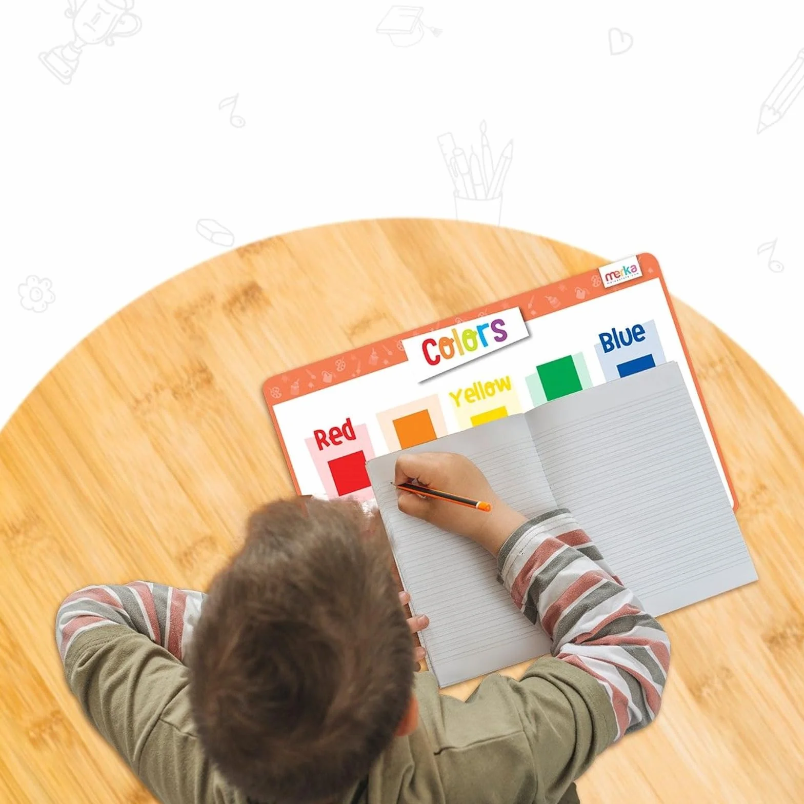 merka Podkładki dla dzieci – wielokrotnego użytku edukacyjna podkładka dla małego dziecka – mata stołowa do nauki alfabetu ABC, kształtów, kolorów, liczenia, numerów – zmywalna, zmywalna, antypoślizgowa podkładka dla dzieci na stół jadalny