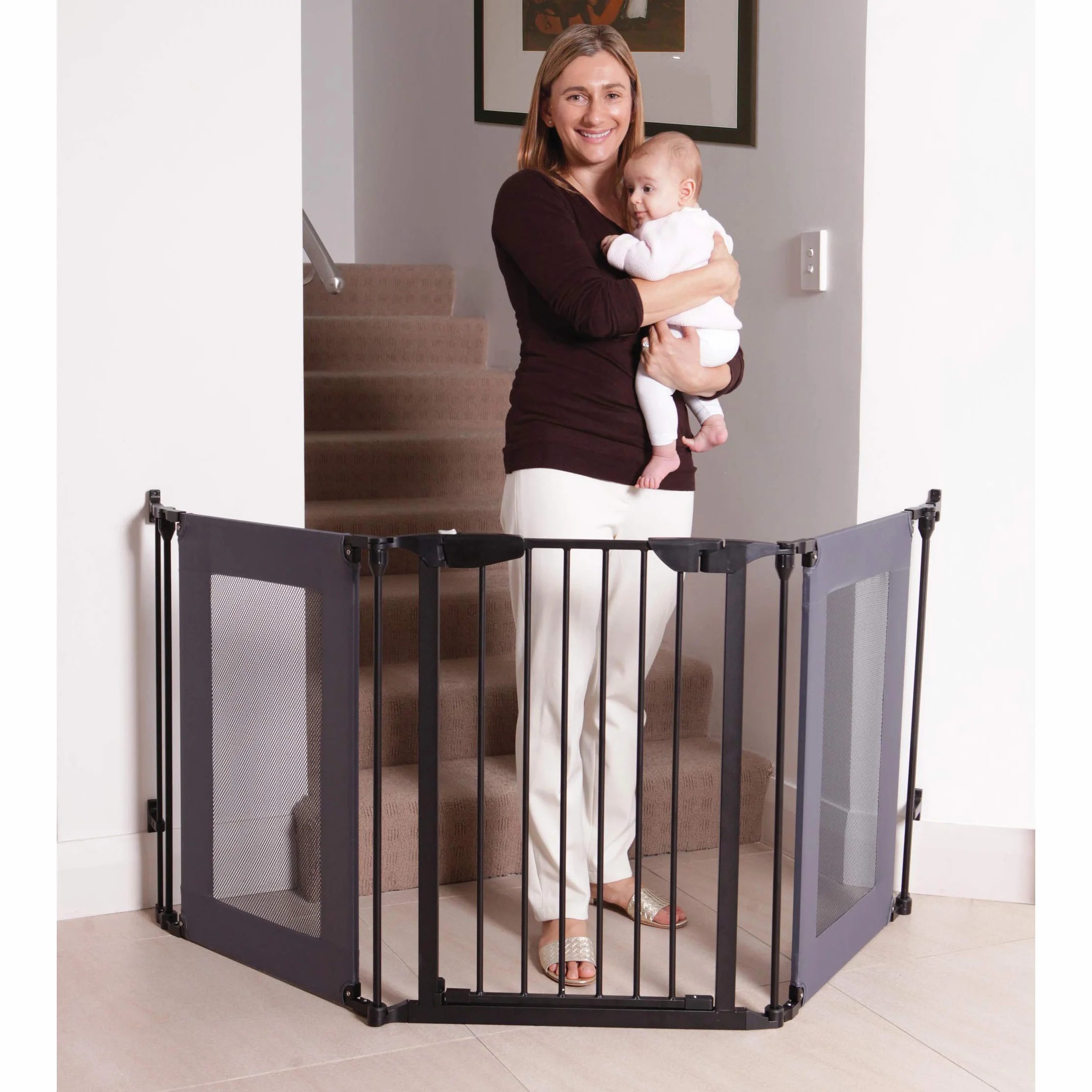 Dreambaby Denver Adapta bramka bezpieczeństwa dla niemowląt - pasuje do otworu o szerokości 85,5-200 cm i wysokości 74 cm - odpowiednia bariera do schodów, nieregularnych otworów i szerokich obszarów