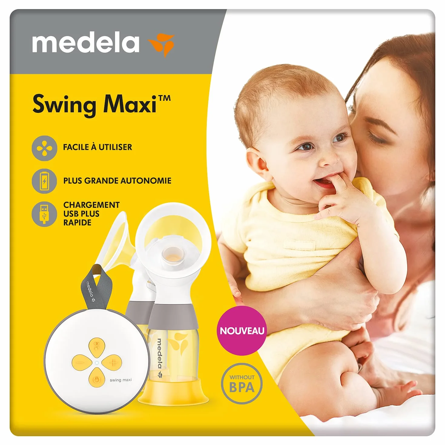 Medela 101041611 Laktator, Biały/Żółty, 12,5 x 6 x 12,5 cm