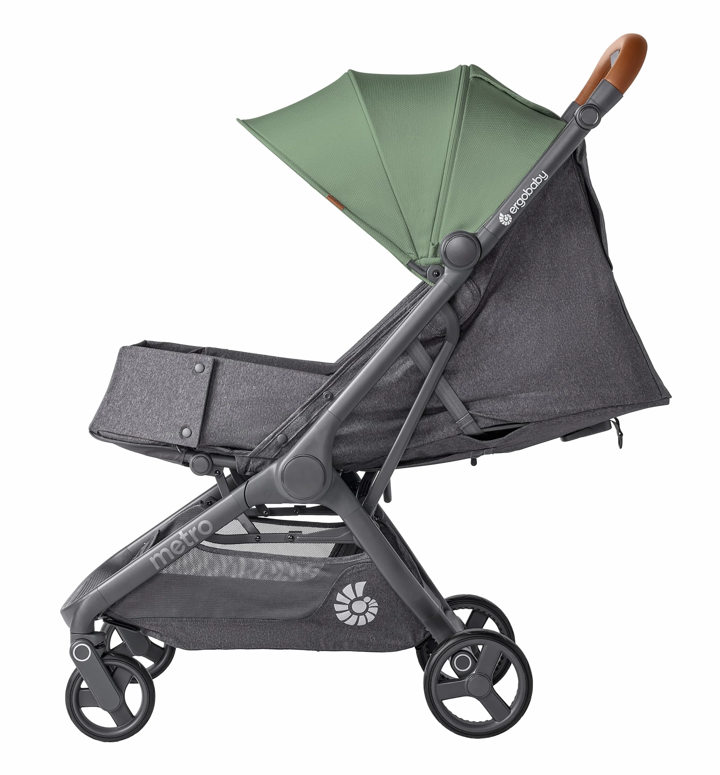 Ergobaby Metro3 Deluxe wózek dziecięcy z funkcją leżenia, wózek dziecięcy od urodzenia do 22 kg (0-4 lata), składany jedną ręką i kompatybilny z fotelem samochodowym, zielony Willow Green