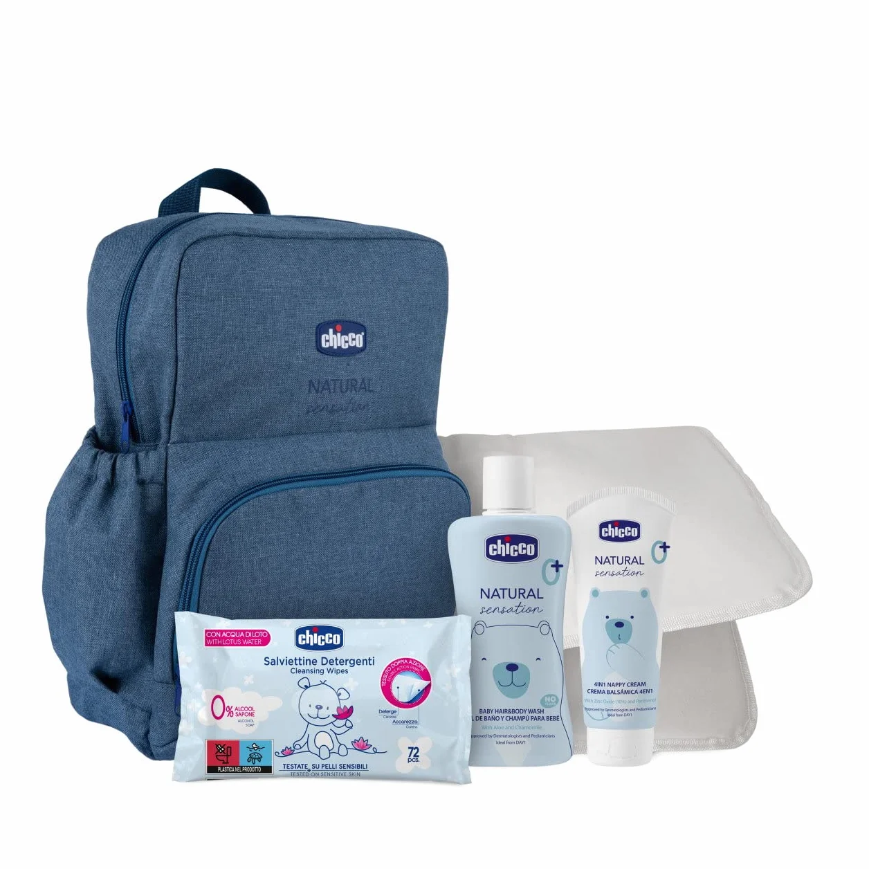Chicco Torba Plecak na przewijanie, Plecak Mama Wielofunkcyjny, Z Potrzebne do zmiany, Rozwiązanie do podróży, przewijak noworodka, Higiena Poza Domem, Natural Sensation i Chusteczki