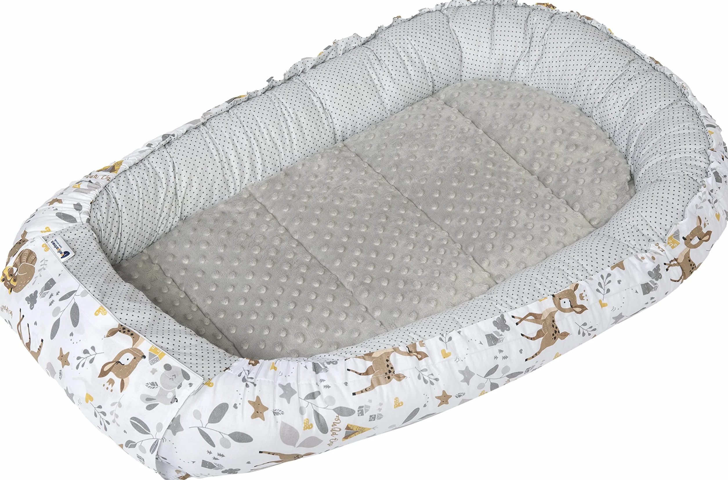 Medi Partners Kokon niemowlęcy Wyjmowana Wkładka 100x60x15cm Antyalergiczne wypełnienie Dwustronne Gniazdko 100% Bawełna (Jelonki)