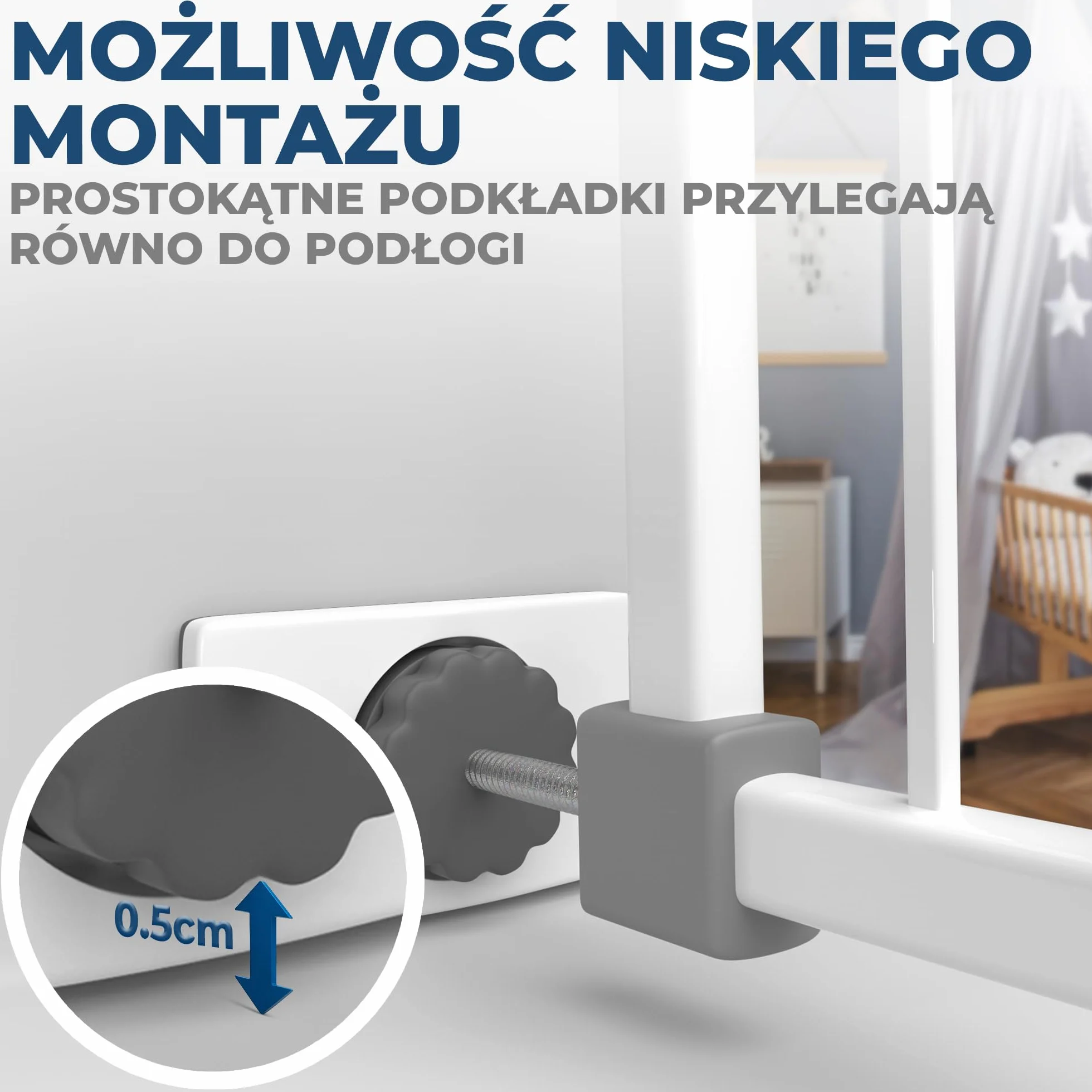 Hoffenbach 4x Podkładki Ochronne na Ścianę do Bramki Schodowej i Drzwiowej – Prostokątne Nakładki Ochronne do Bramki Rozporowej – Ochrona Ścian i Drzwi bez Wiercenia