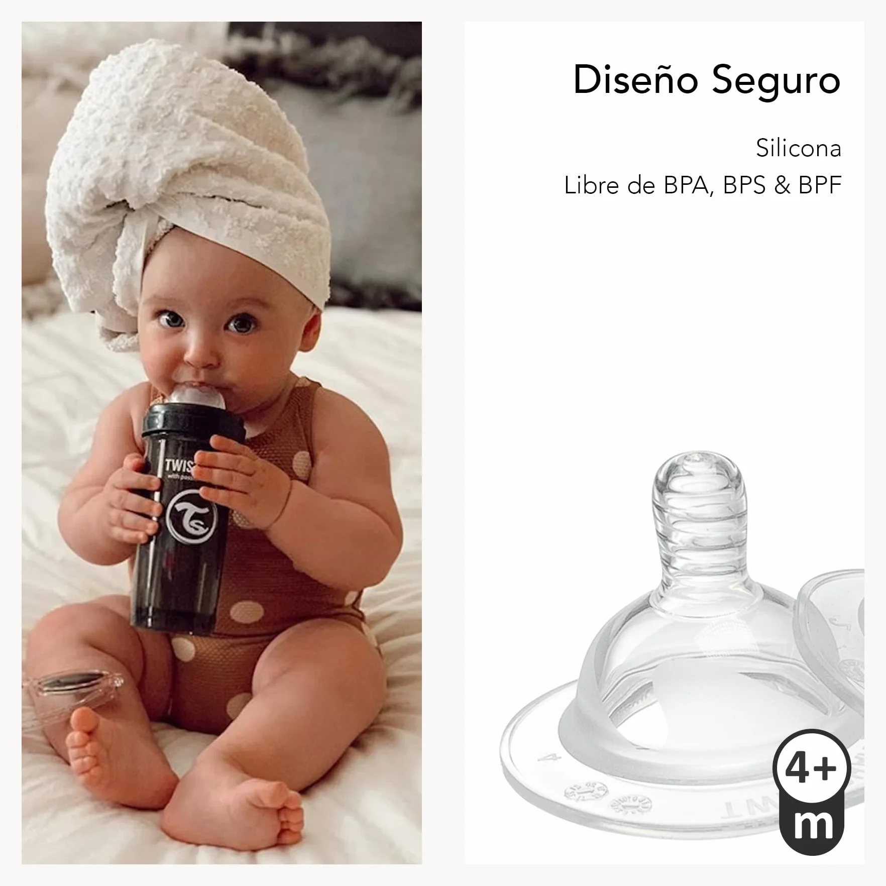 Twistshake Baby Smoczki Antykolkowe - Zestaw 2 (4 Miesięcy+) | Smoczki do Butelek dla Niemowląt o Strukturze Przypominającej Pierś | Miękki Silikonowy Smoczek dla Niemowląt | Bez BPA | Przezroczysty