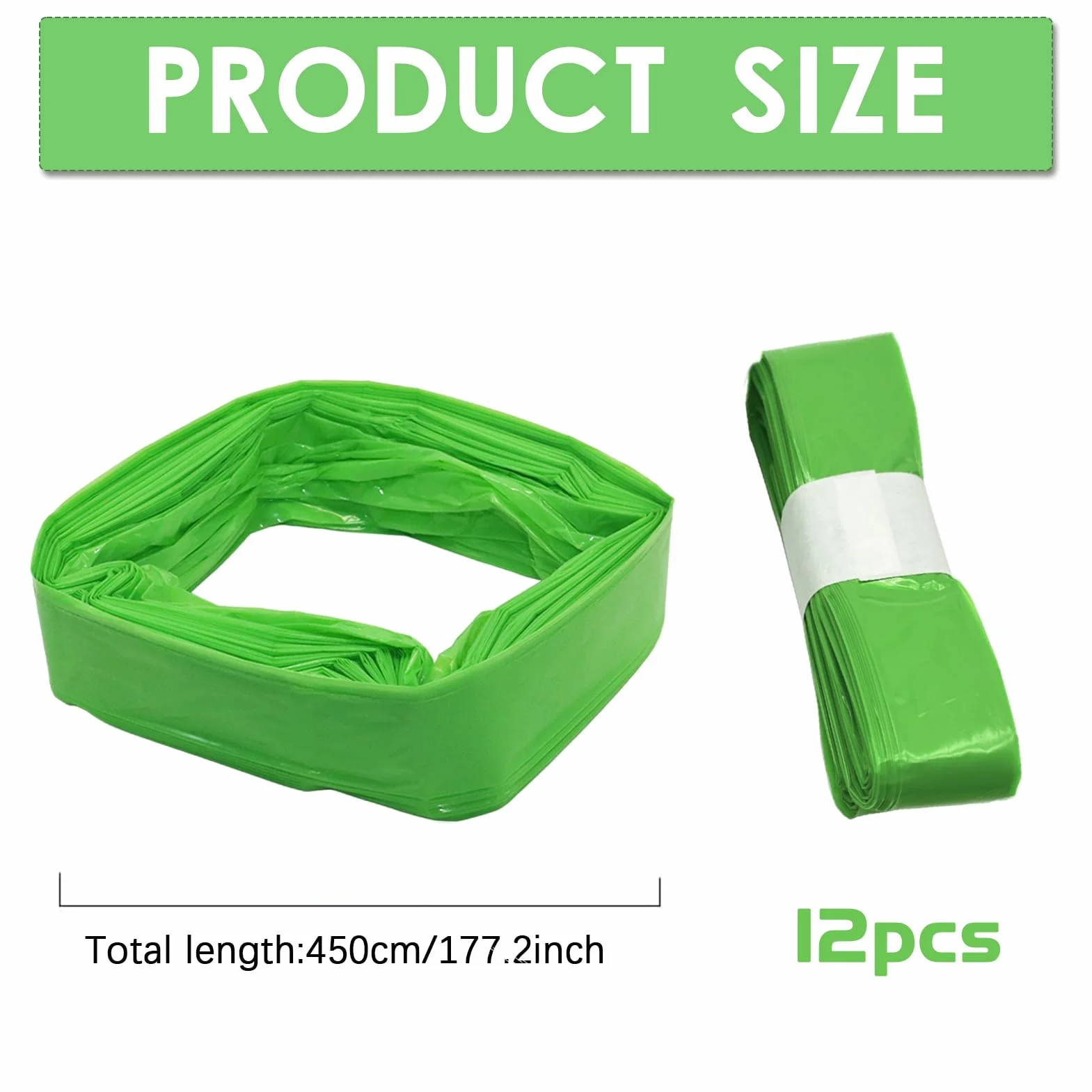 Wkład uzupełniający Litter Locker, 12 sztuk, 4,5 m, bezzapachowe, na pieluchy, worki uzupełniające, kompatybilne z Genie, Tommee Tippee, angelcare, Littycat Cat Litter Bucket, zielone (12 sztuk)