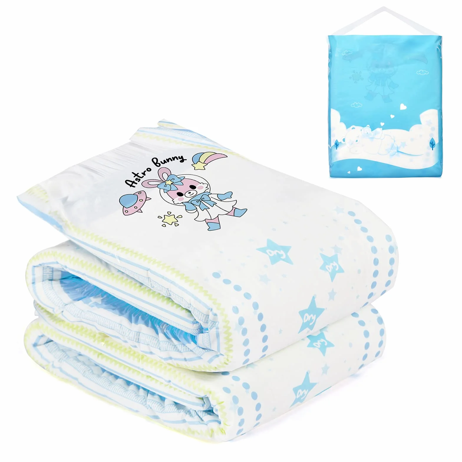LittleForBig Pielucha Drukowana Dla Dorosłych 2 Kawałki Pakiet 3 Druki Losowe Asortyment - Astro Babies (Medium 71-96 CM)