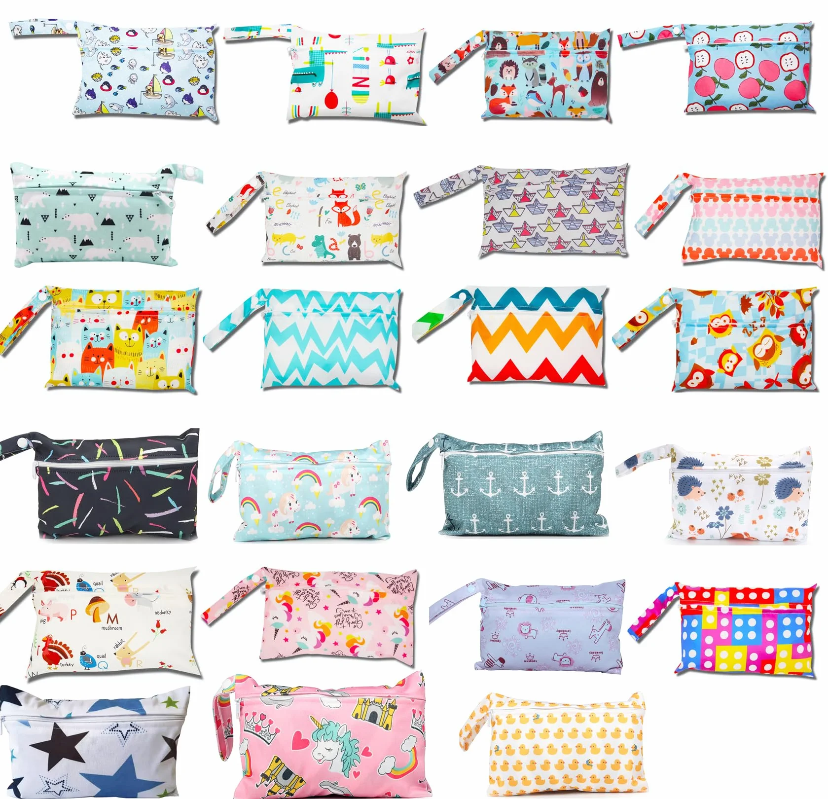 Wodoszczelna mini torba na pieluchy z kolorowym wzorem zwierzęcym 22x15 cm organizer dla niemowląt