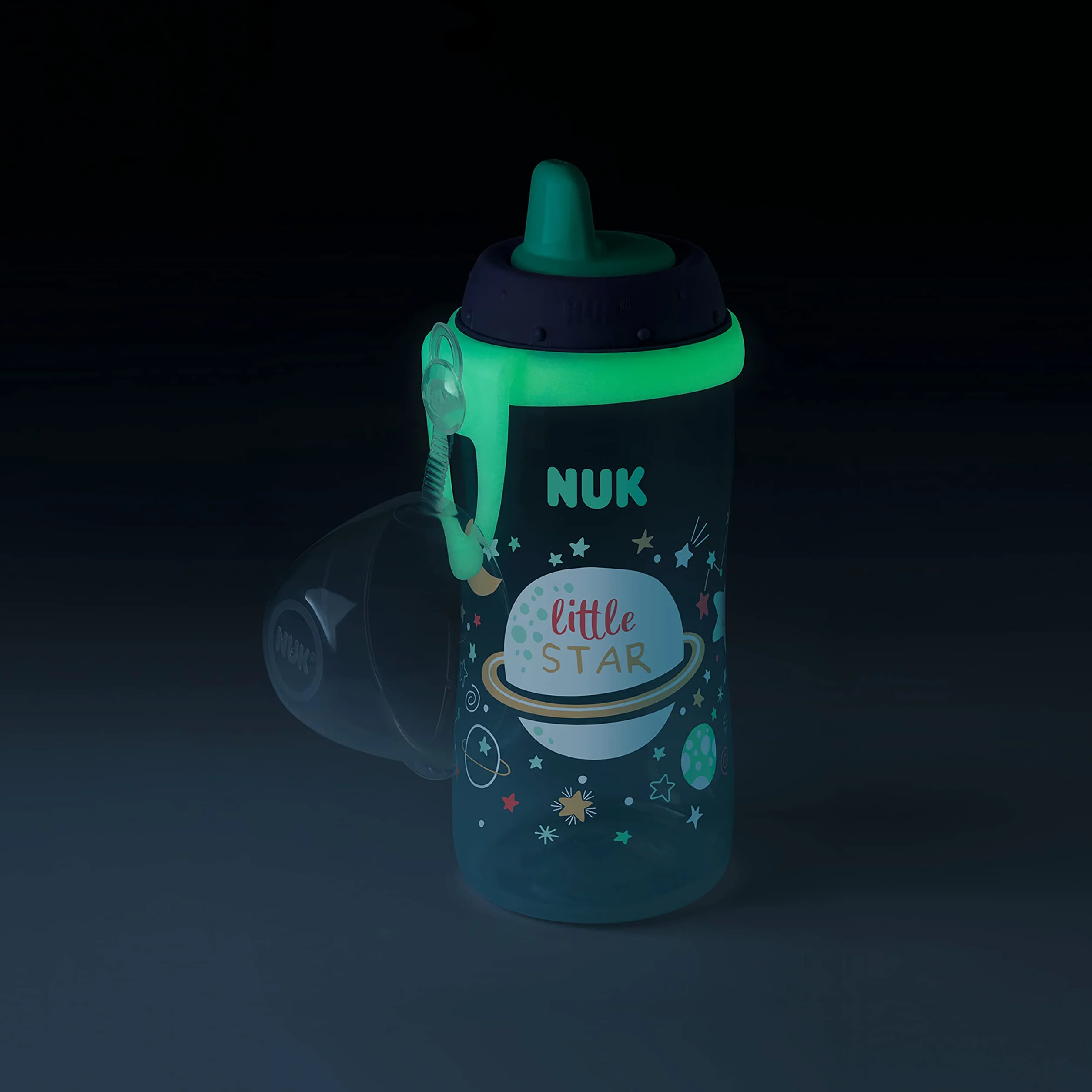 Nuk Mini Magic Cup Night Kubek Niekapek, Polipropylen, Turkusowy, 300 ml
