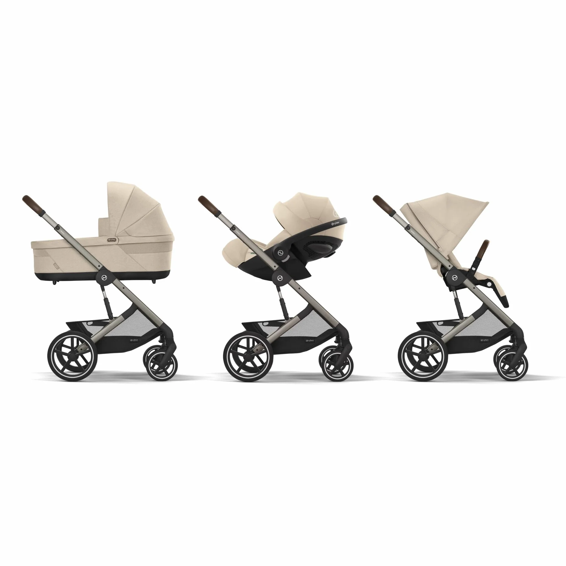 CYBEX Gold Wózek Dziecięcy Balios S Lux, Ergonomiczna Pozycja Leżenia, System Pasów Obsługiwany Jedną Ręką, Od Urodzenia Do 22 Kg (Ok. 4 Lata), Almond Beige
