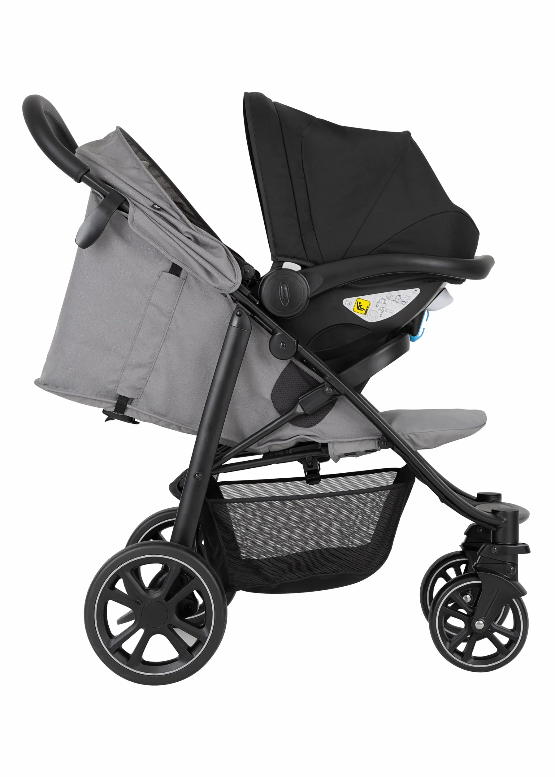 Graco EeZeFold samochód sportowy z inteligentnym mechanizmem składania, od urodzenia do ok. 3 lat (od 0 do 15 kg), w zestawie osłona przeciwdeszczowa, szary, steeple szary