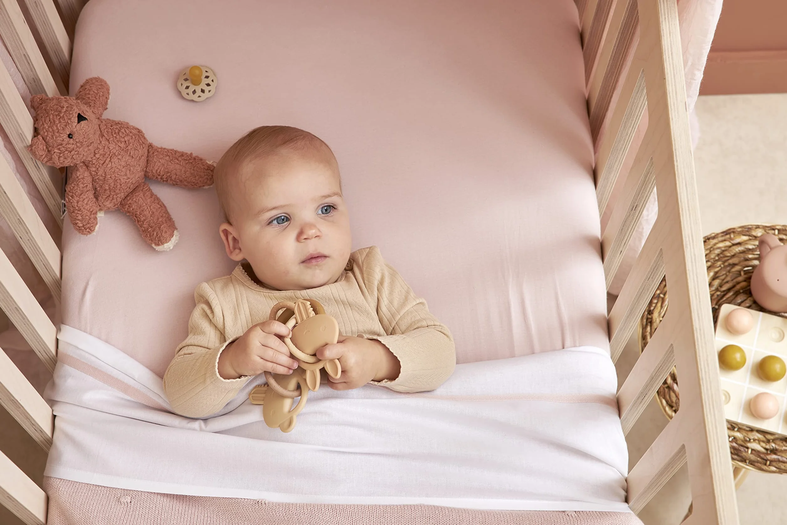 Meyco Baby Uni prześcieradło 2-pak do łóżeczka dziecięcego (prześcieradło z miękkiego dżerseju, idealne dopasowanie dzięki elastycznemu sznurkowi dookoła, wymiary: 60 x 120 cm), Soft Pink