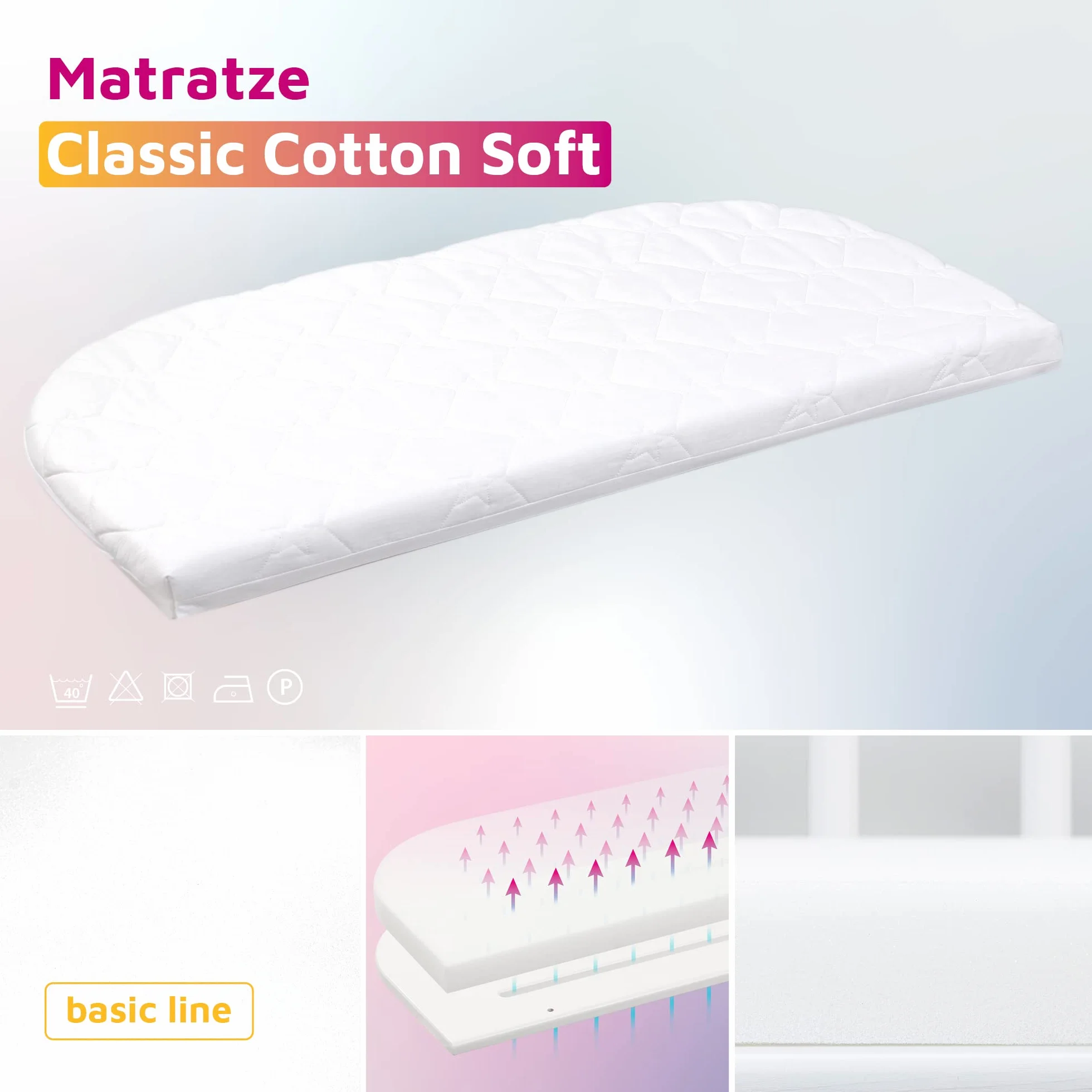 babybay Materac dostawiany Classic Cotton Soft pasuje do modelu Original