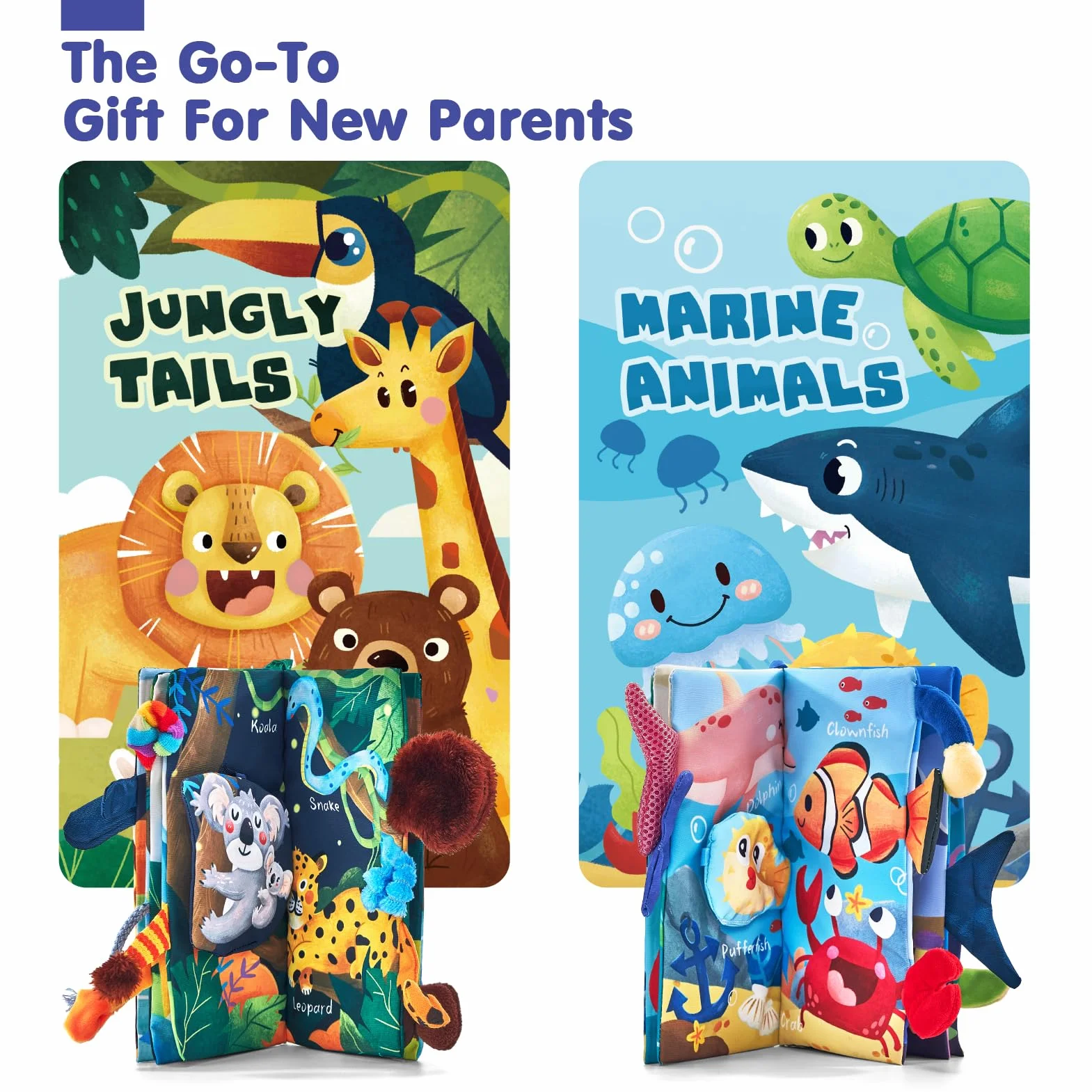hahaland 2 Pcs Baby Books Toys 0-6 Months Touch Feel Activity Soft Book with Squeaker, Crinkle Paper Baby Essentials for Newborn Sensory Toys 0 3 6 12 Months 1 Year olds Baby Boy Girls Gifts